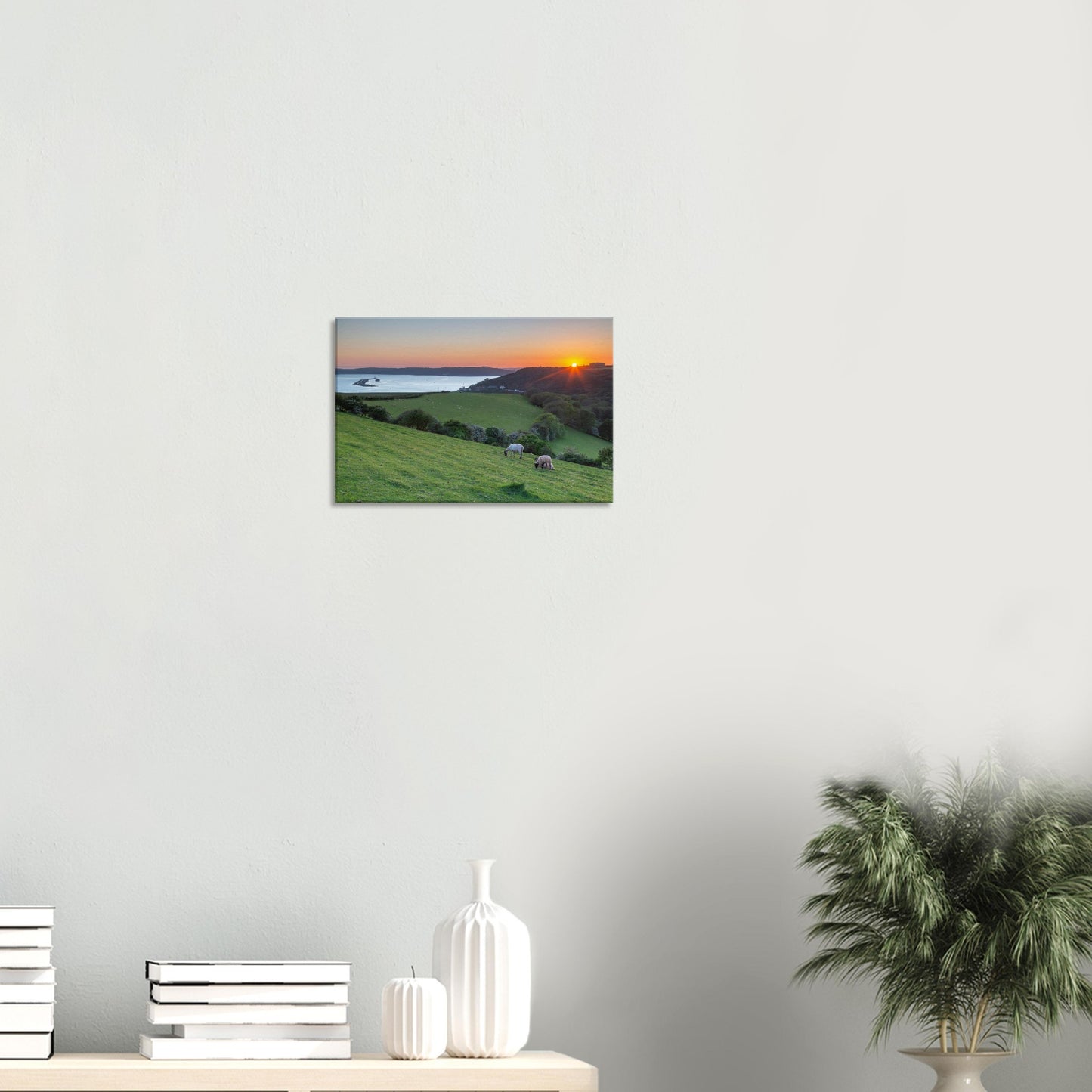 Boats on Plymouth Sound at dusk in atmospheric canvas print