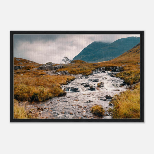 Highland stream flowing through Glencoe moorland