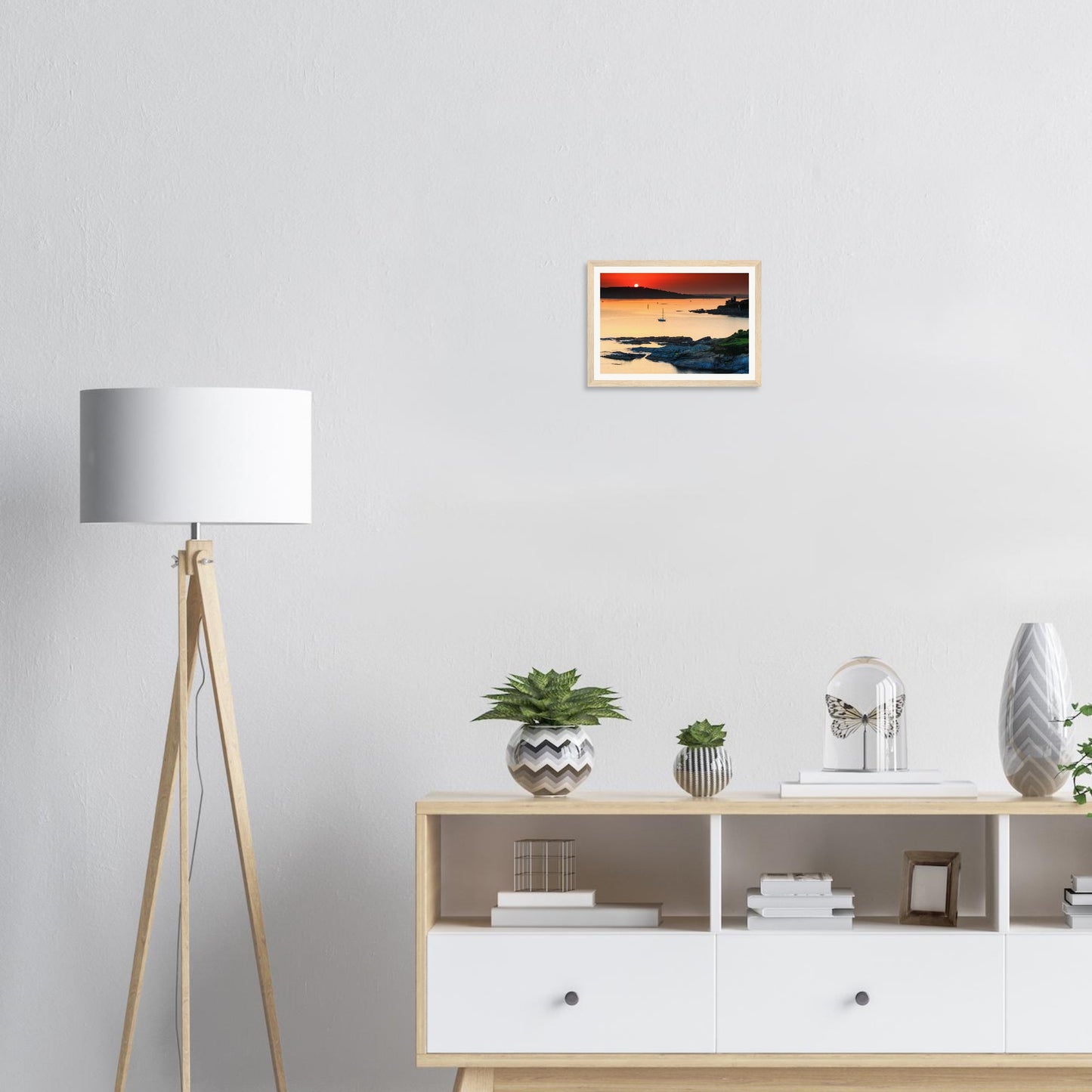 Scenic coastal framed wall art of Plymouth Sound in Devon
