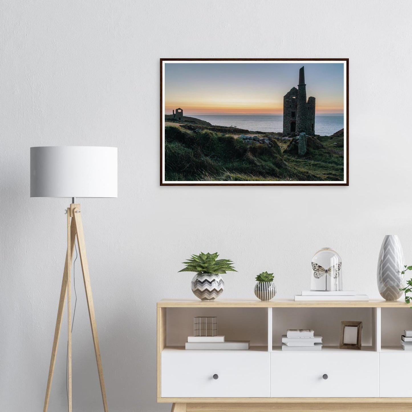 Framed print of Wheal Owles Cornwall mining heritage at dusk
