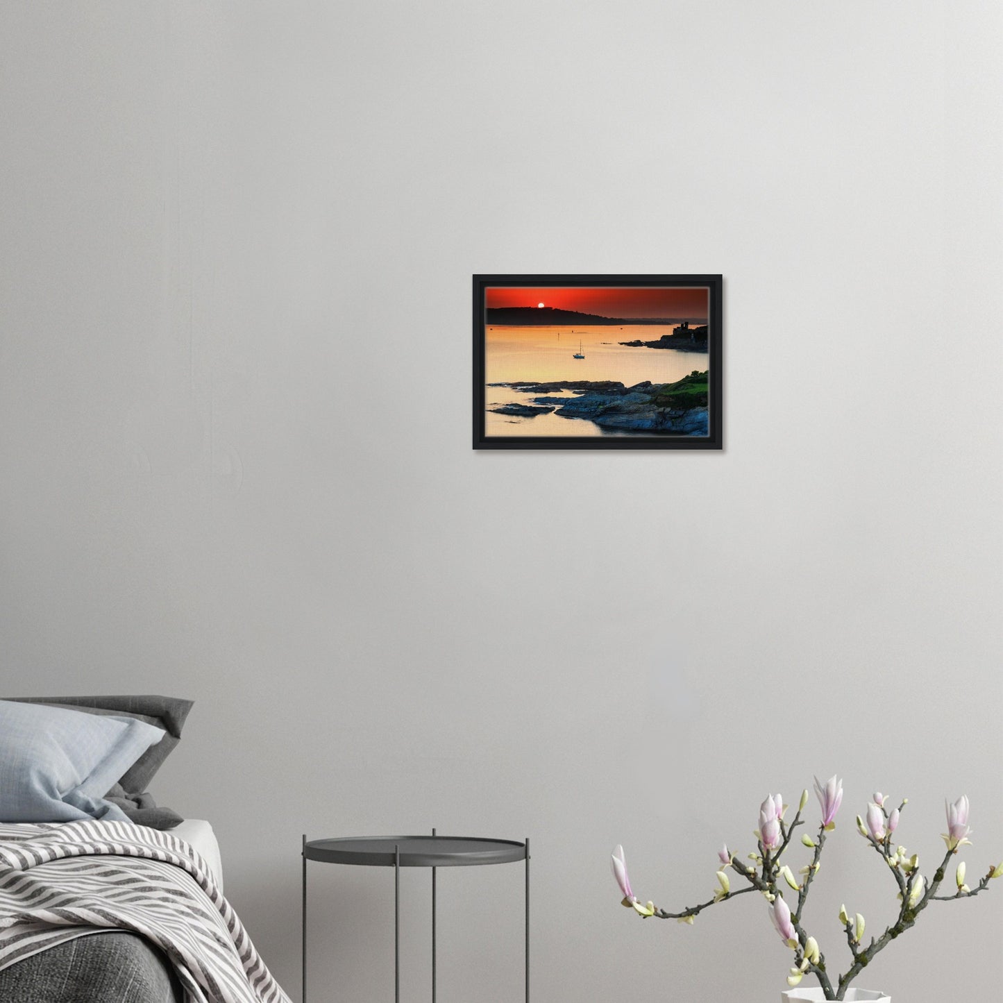 Seascape canvas of Plymouth Sound with layered rock formations