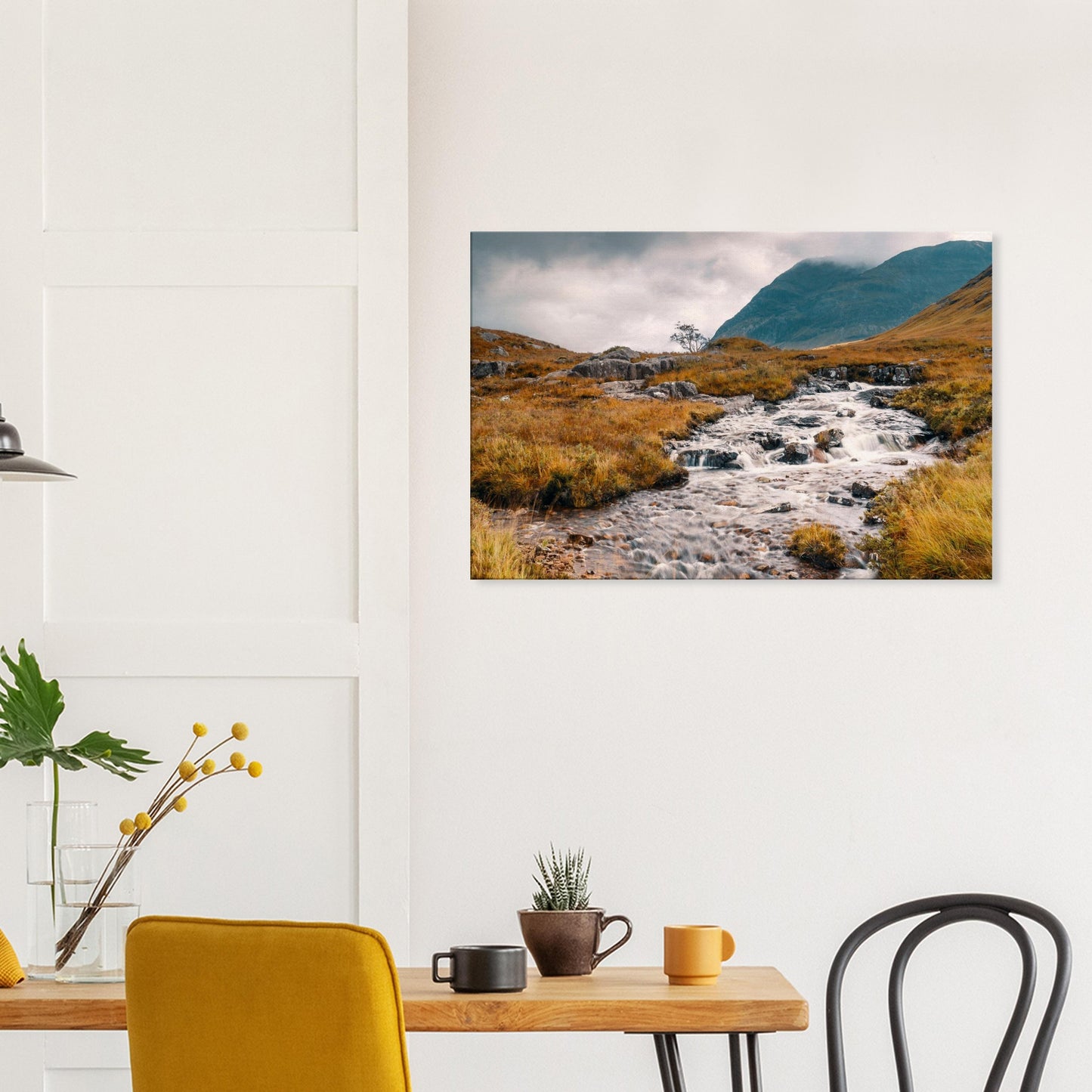 Glencoe Valley canvas capturing motion, mist, and Scottish beauty