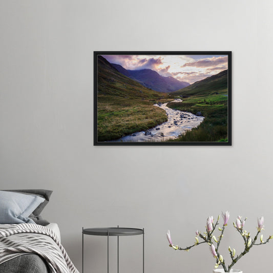 Framed canvas of Honister Pass at sunset in the Lake District