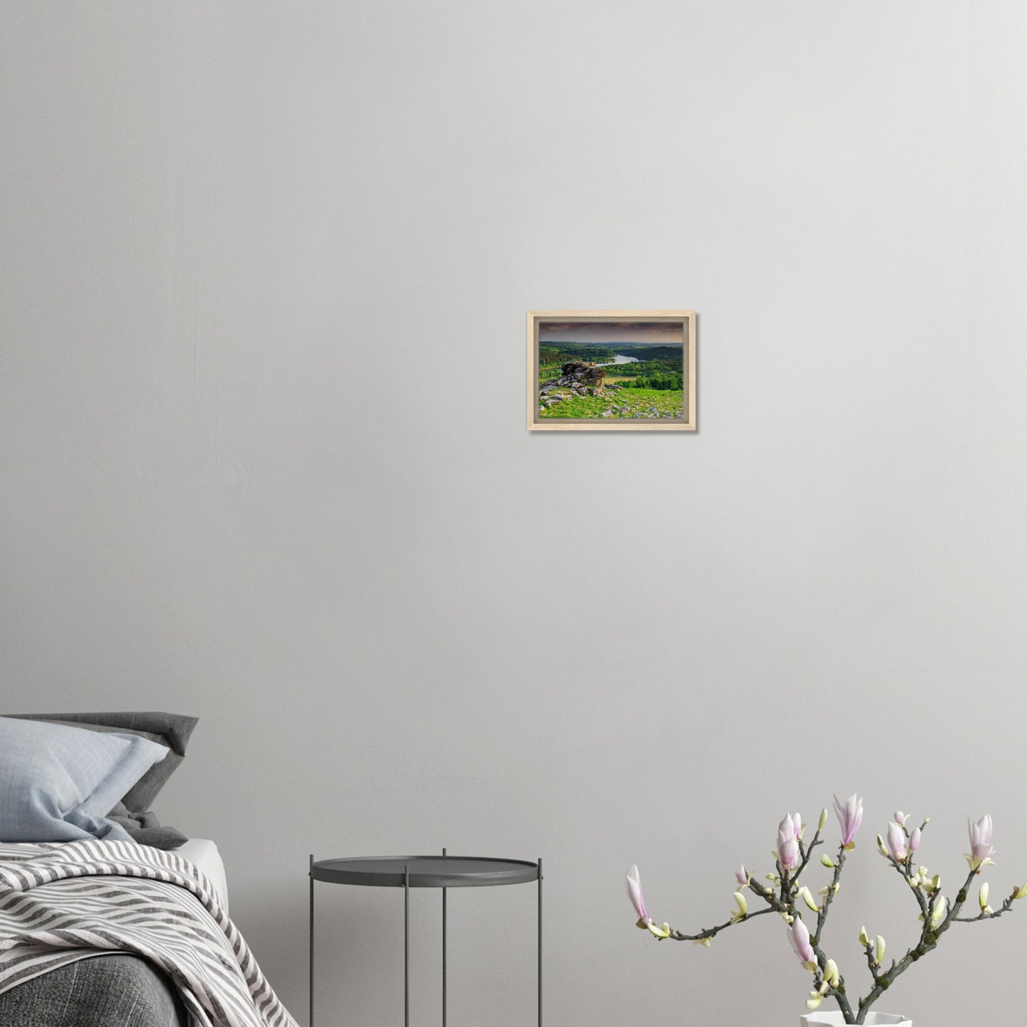 Framed landscape canvas of Dartmoor hills and Leather Tor