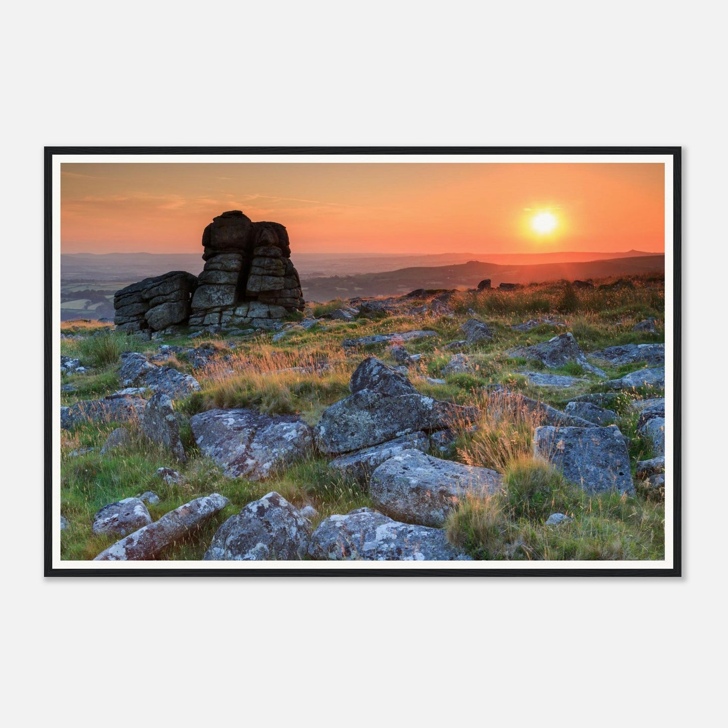 Scenic Dartmoor landscape framed wall art of Leeden Tor