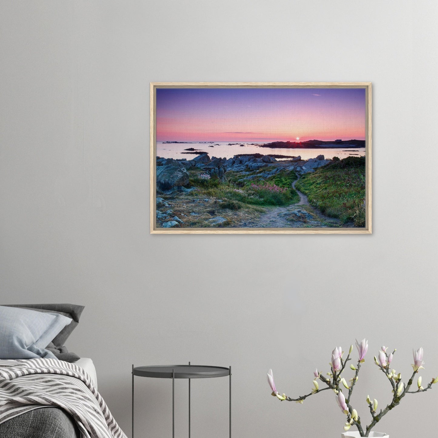 Dusk over Lihou Island with vibrant shoreline in framed artwork
