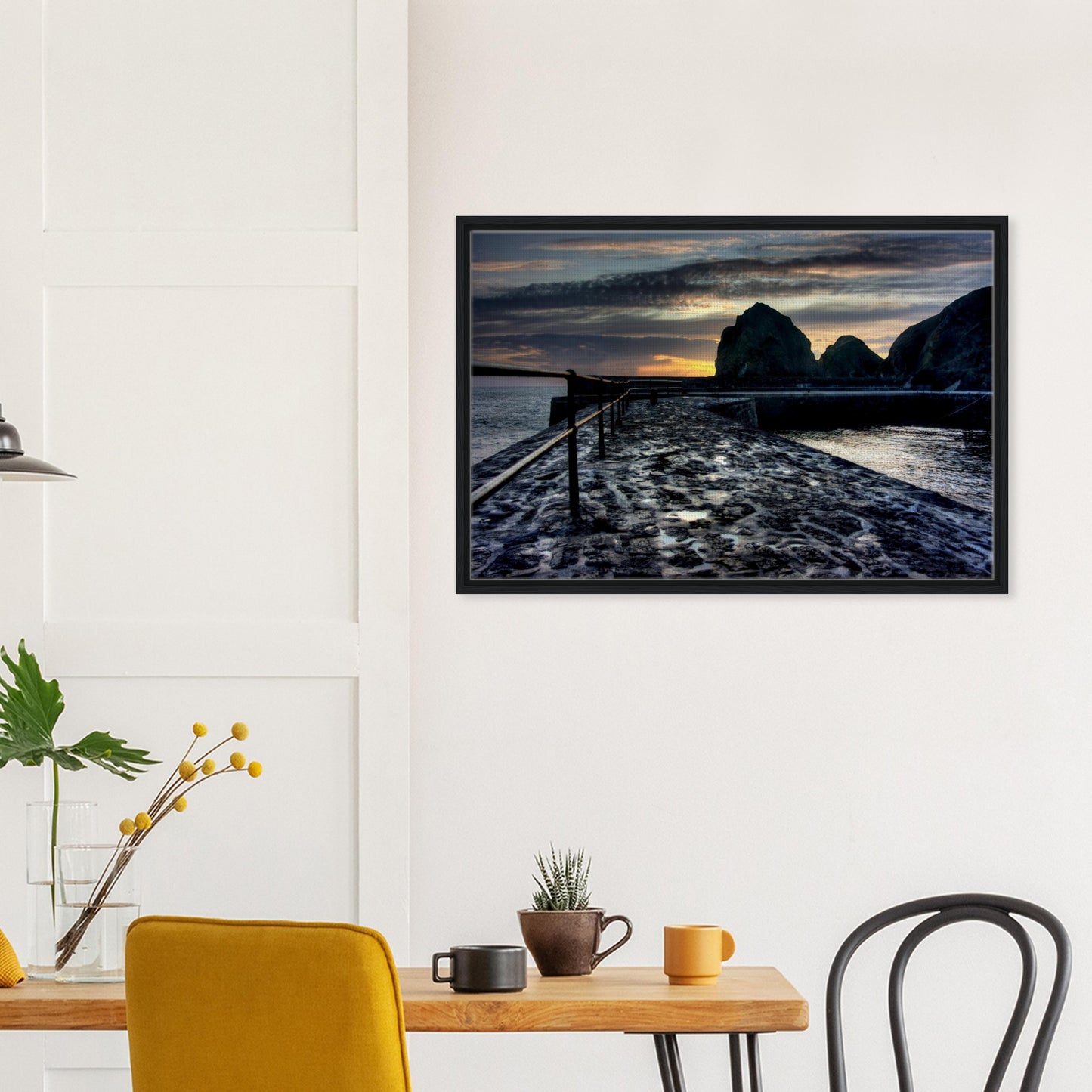 Quiet beauty of Mullion Cove at twilight in framed canvas print