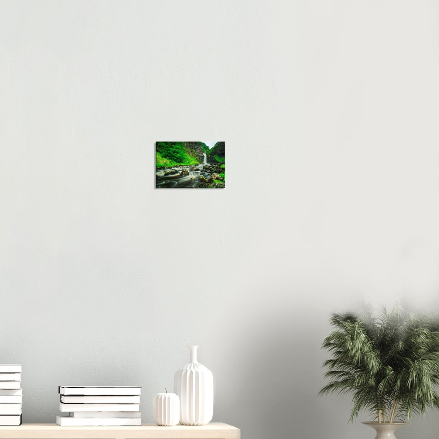 Isle of Skye canvas featuring Lealt Falls, a powerful waterfall plunging into a gorge surrounded by rich greenery.