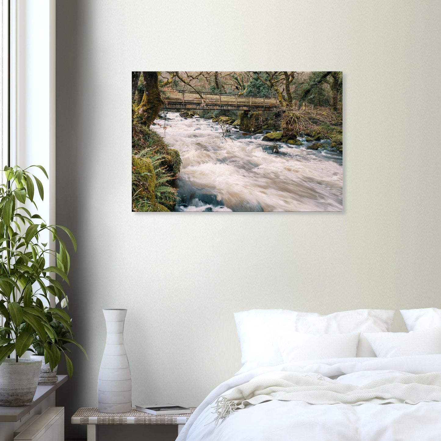 Flowing waters of the River Plym beneath a bridge, framed by Devon’s verdant flora