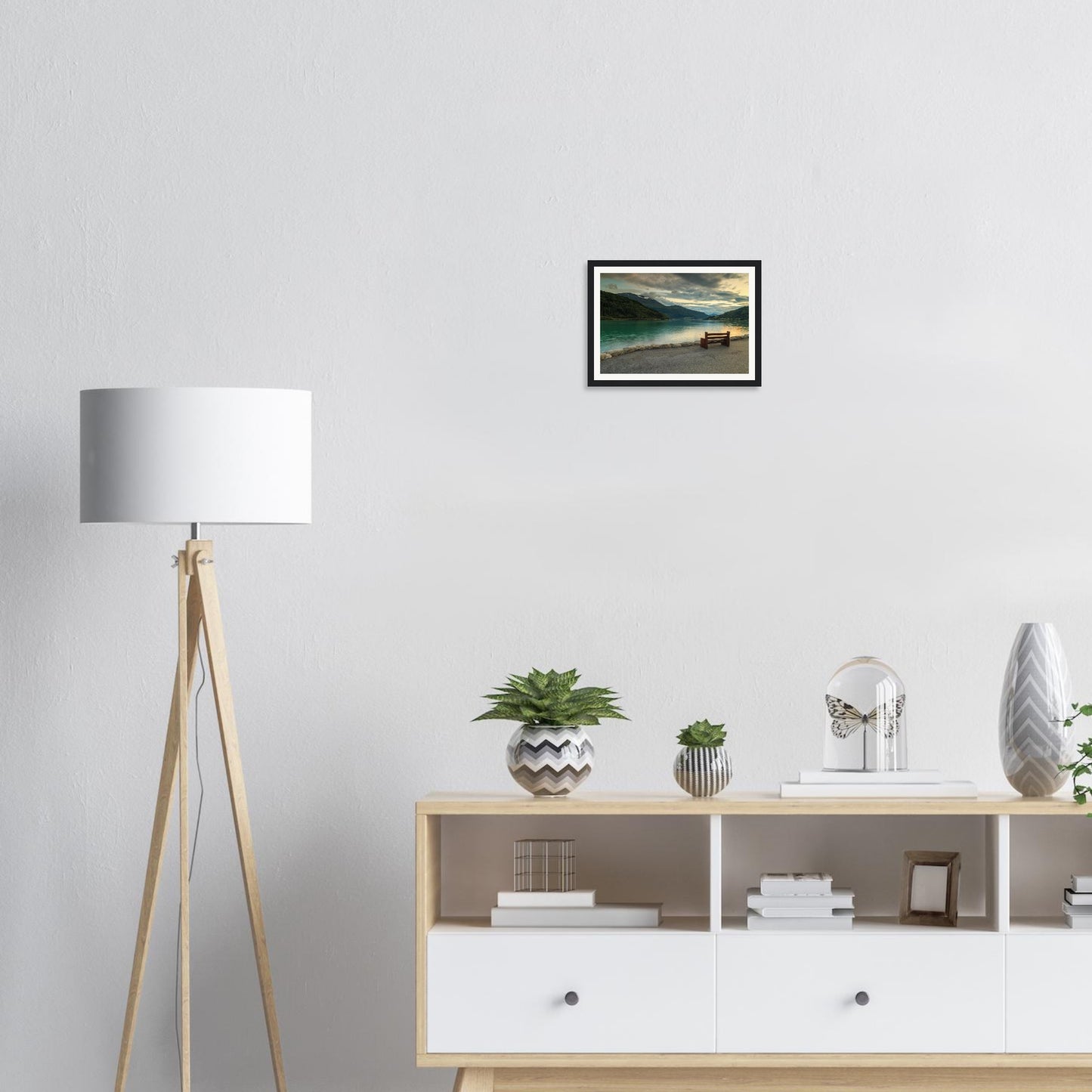 Tranquil Norwegian landscape framed print of Innvikfjorden