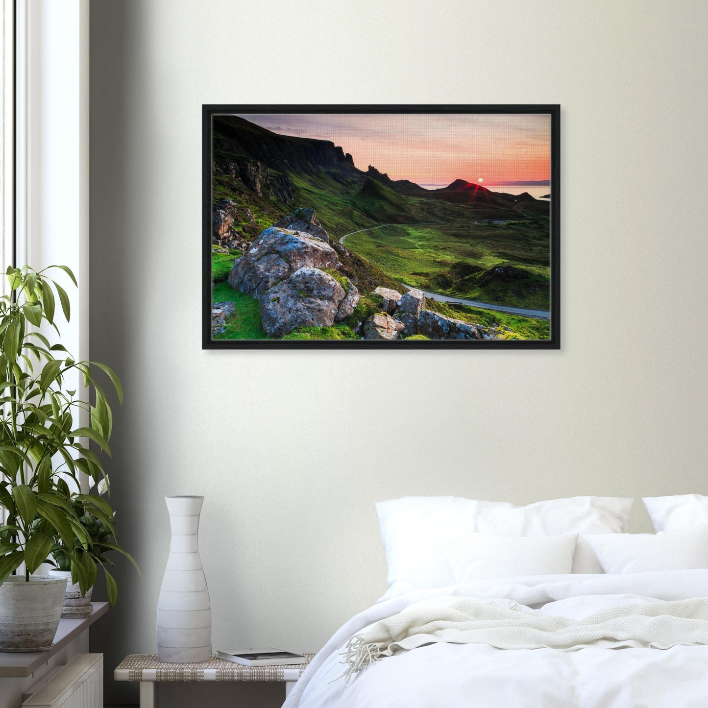 The Quiraing at day’s end with colourful sky in landscape print