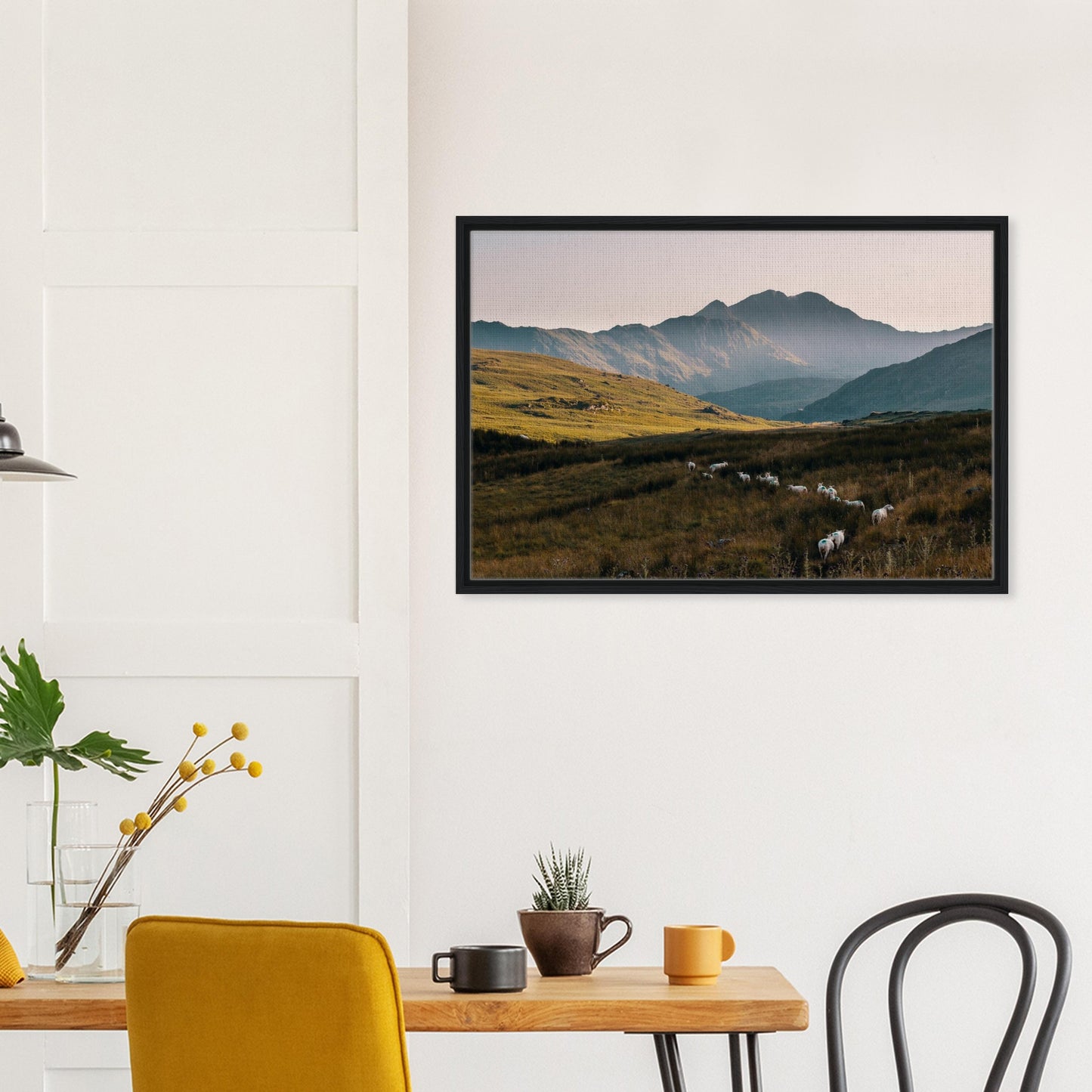 Framed canvas of warm sunset in Welsh highlands