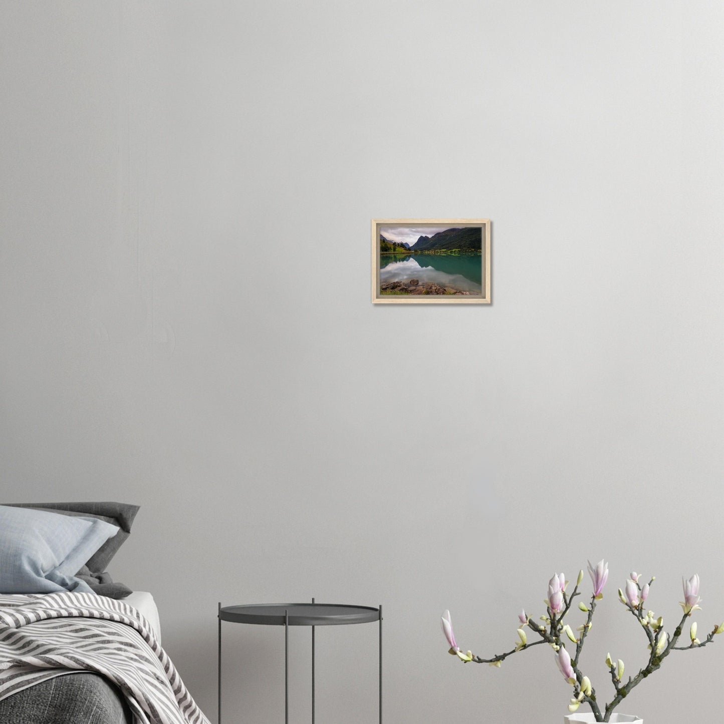 Subdued colours of Lake Floen in tranquil Norway print