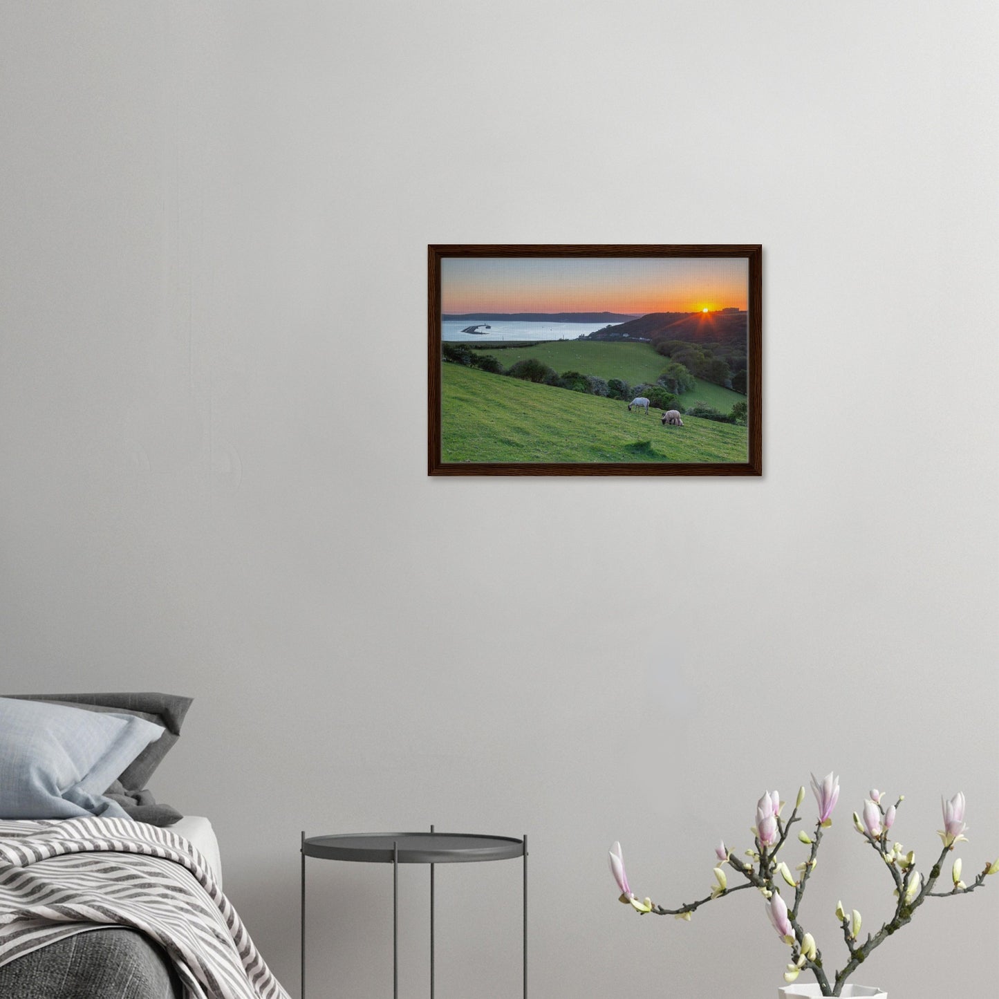 Countryside meets coastline in Devon sunset print
