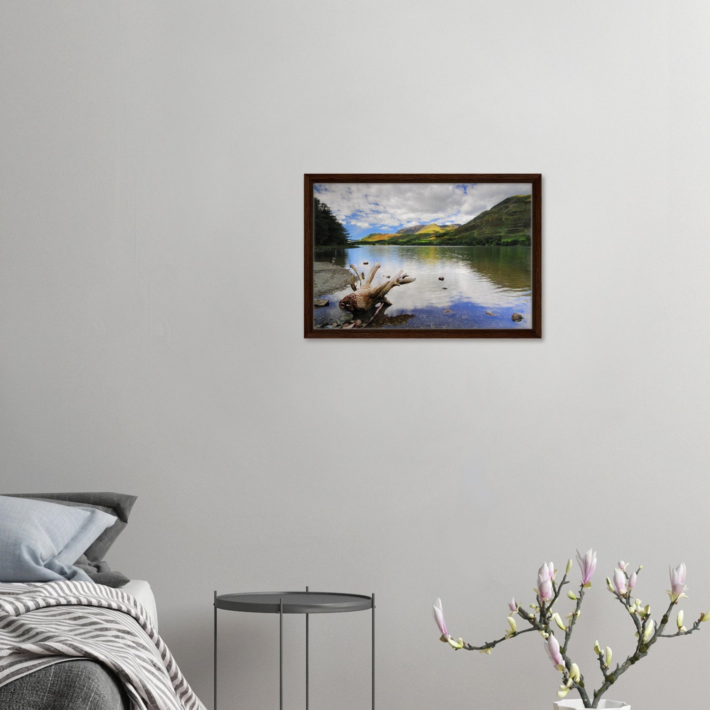 Soft sunlight on Buttermere fells in high-quality canvas print