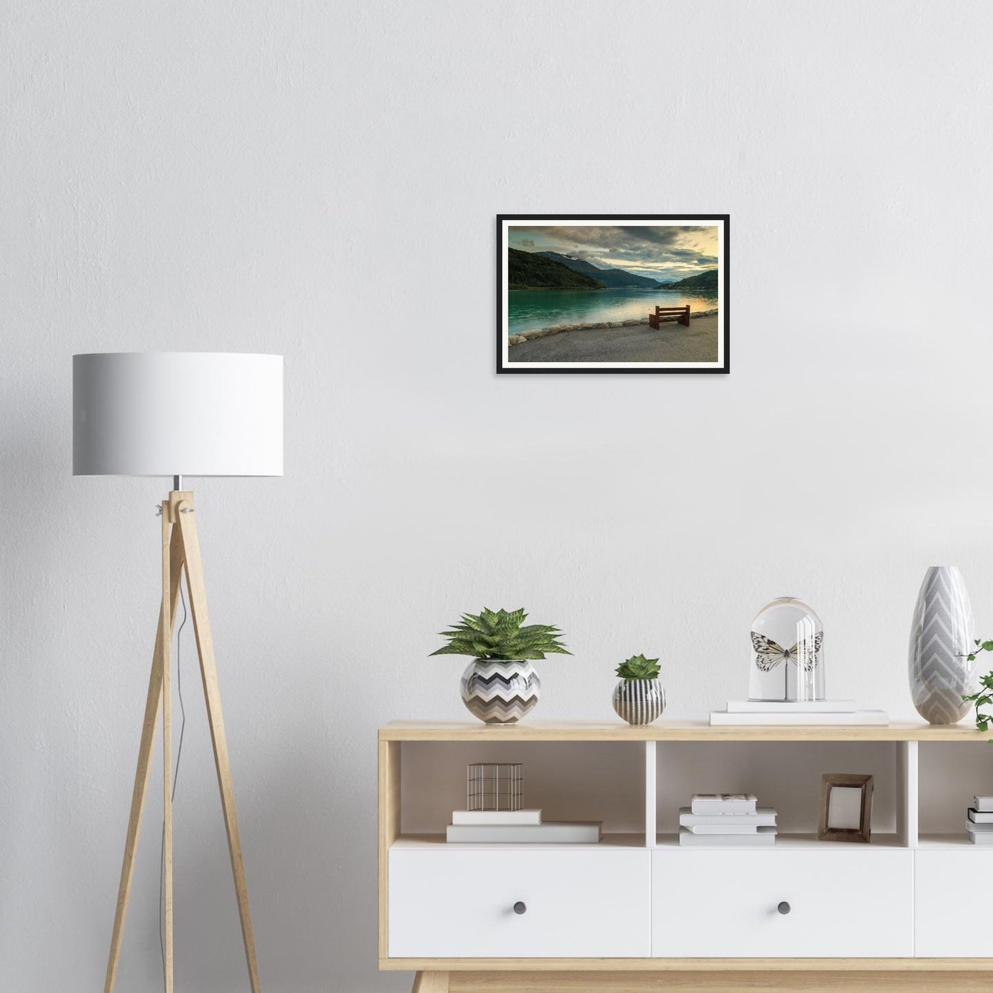 Symmetry of fjord reflections at Innvikfjorden framed print