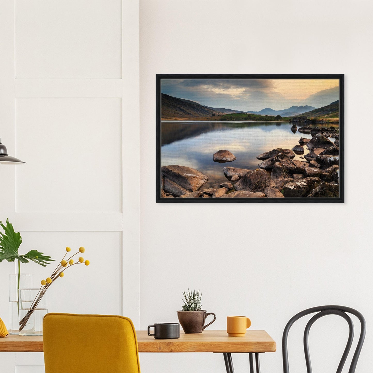 Serene Welsh lake and mountains at dusk in wall print