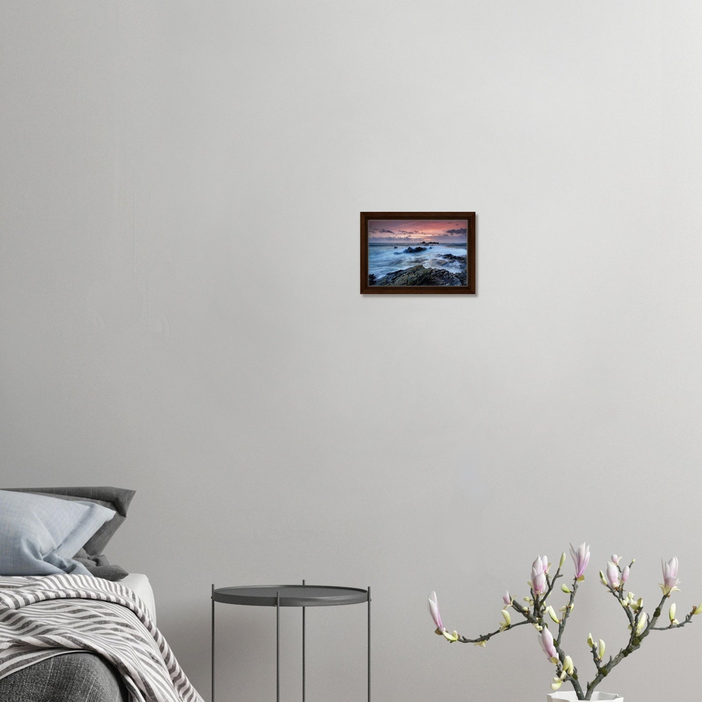 Fiery Devon coastline sunset in Heybrook Bay wall art