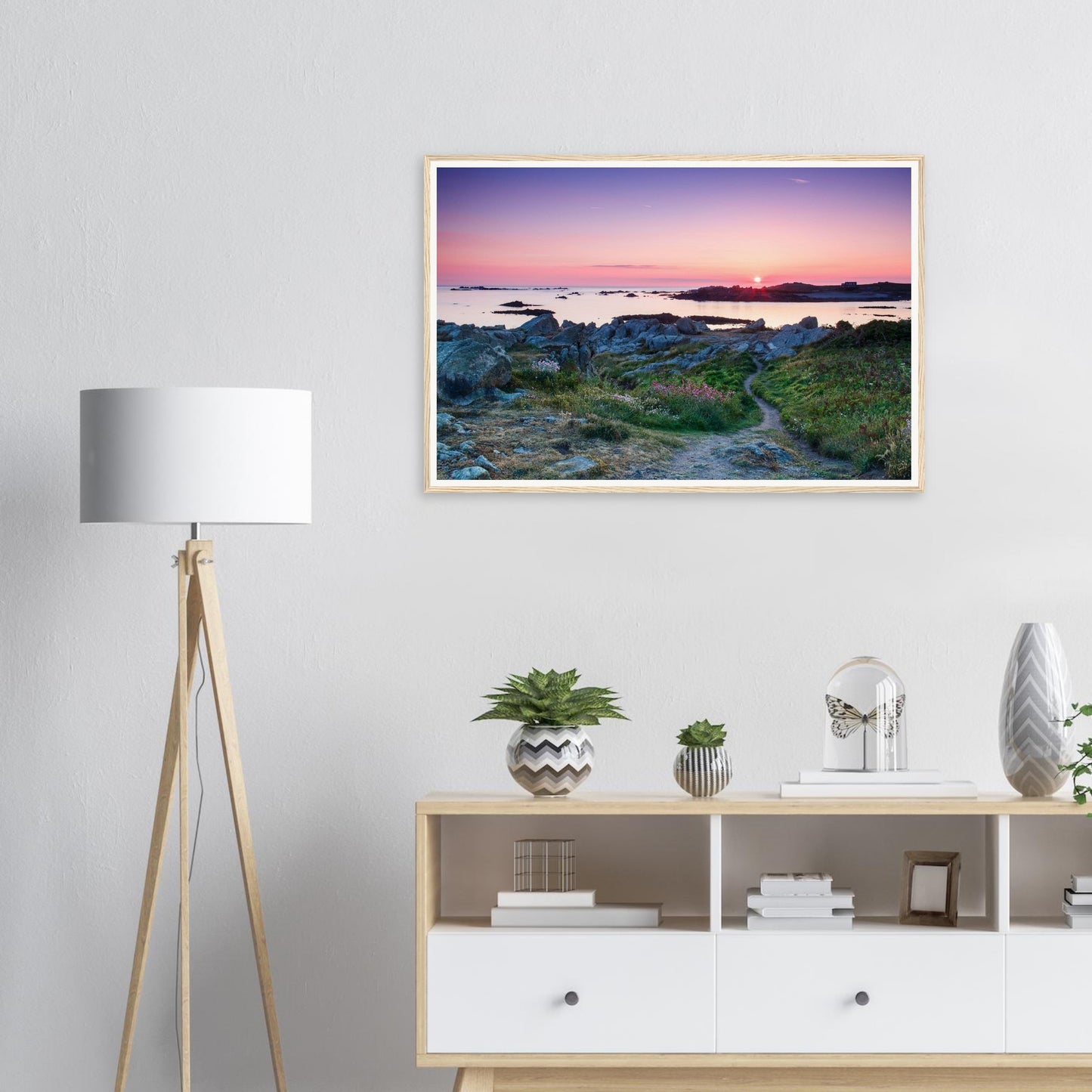 Lihou Island framed wall art of dusk sky and reflective shoreline