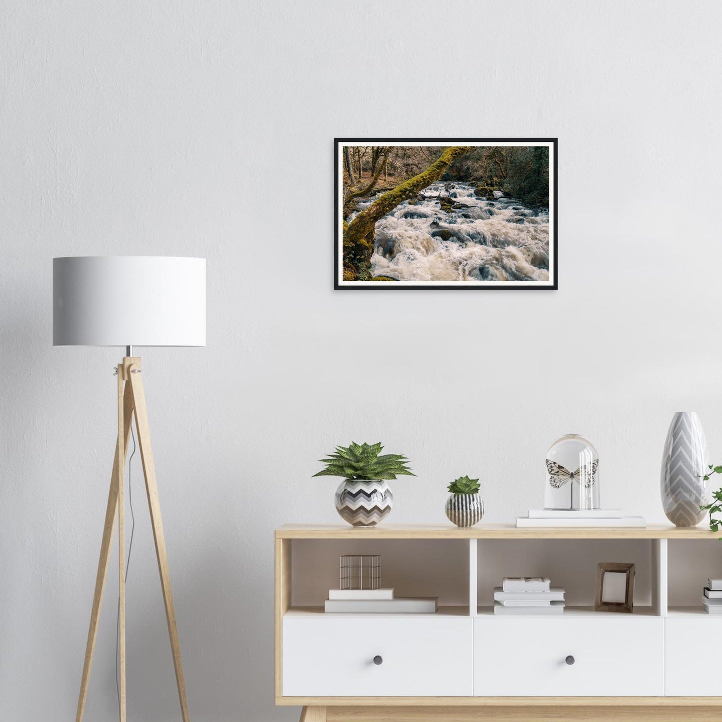 Wild white water rapids of River Plym framed wall art Devon