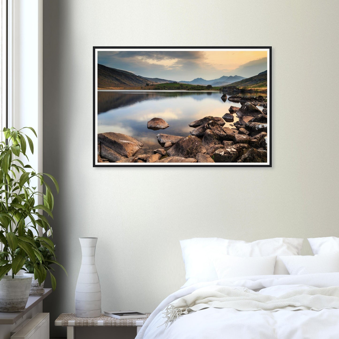 Scenic framed wall art of Llynnau Mymbyr and Snowdonia peaks