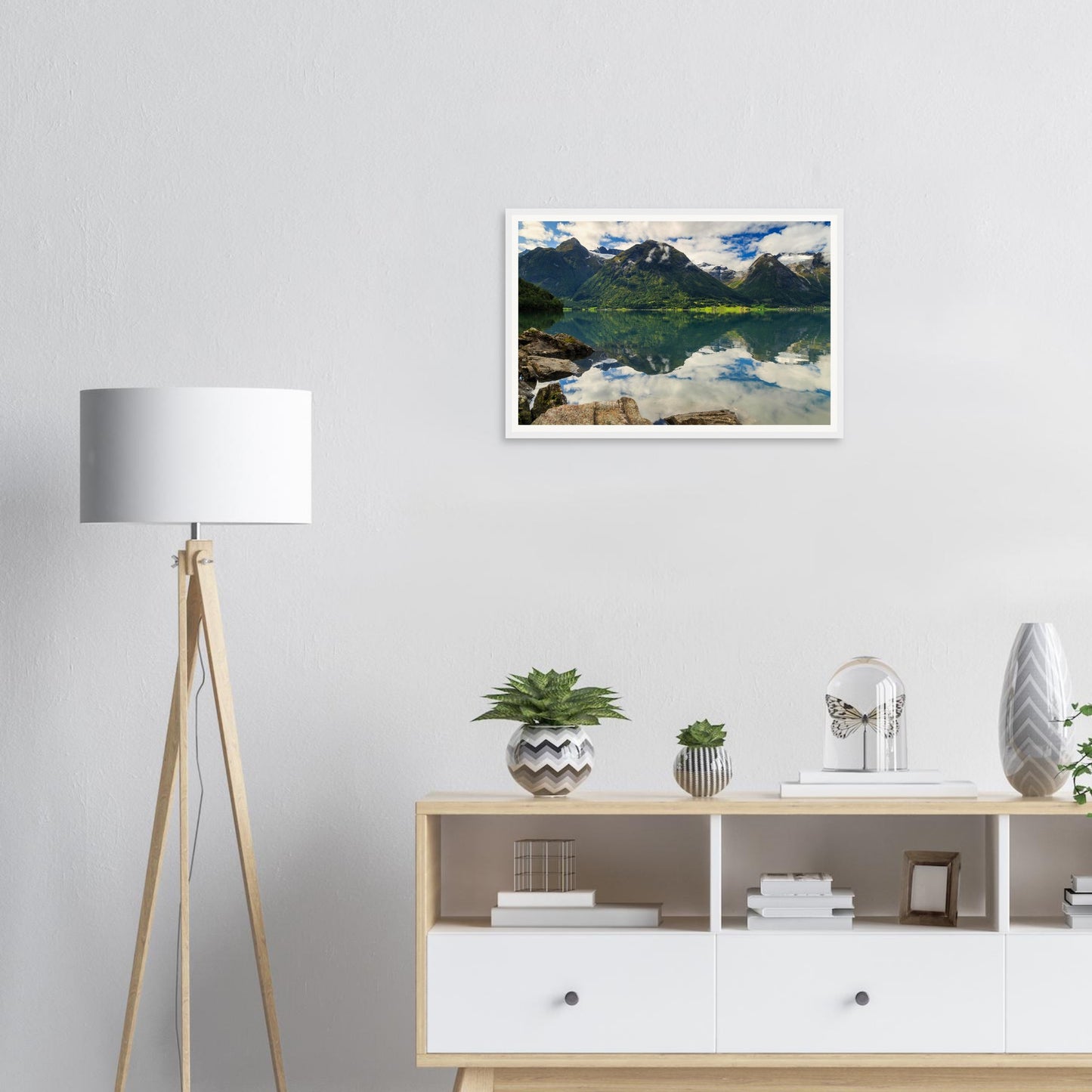 Tranquil Strynevatnet Lake framed landscape wall art Norway