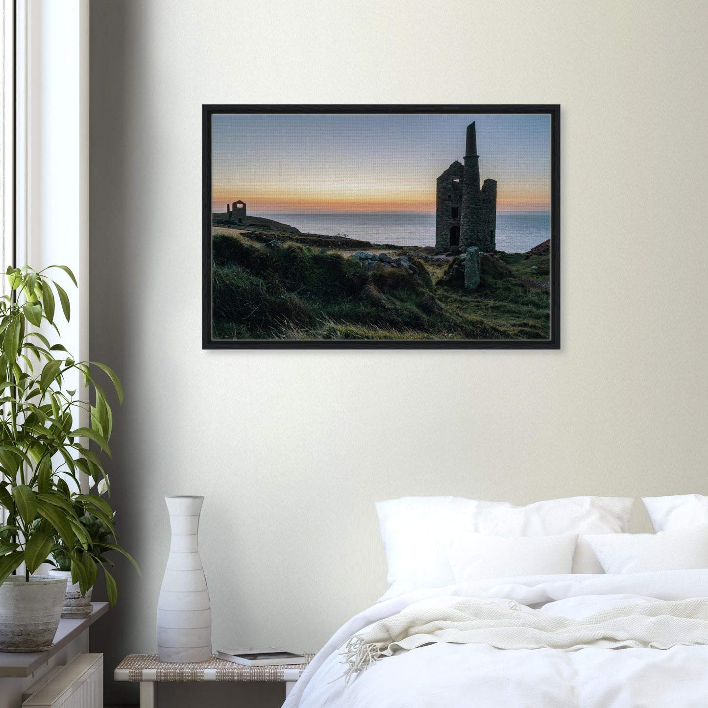 Atmospheric canvas print of Wheal Owles at dusk