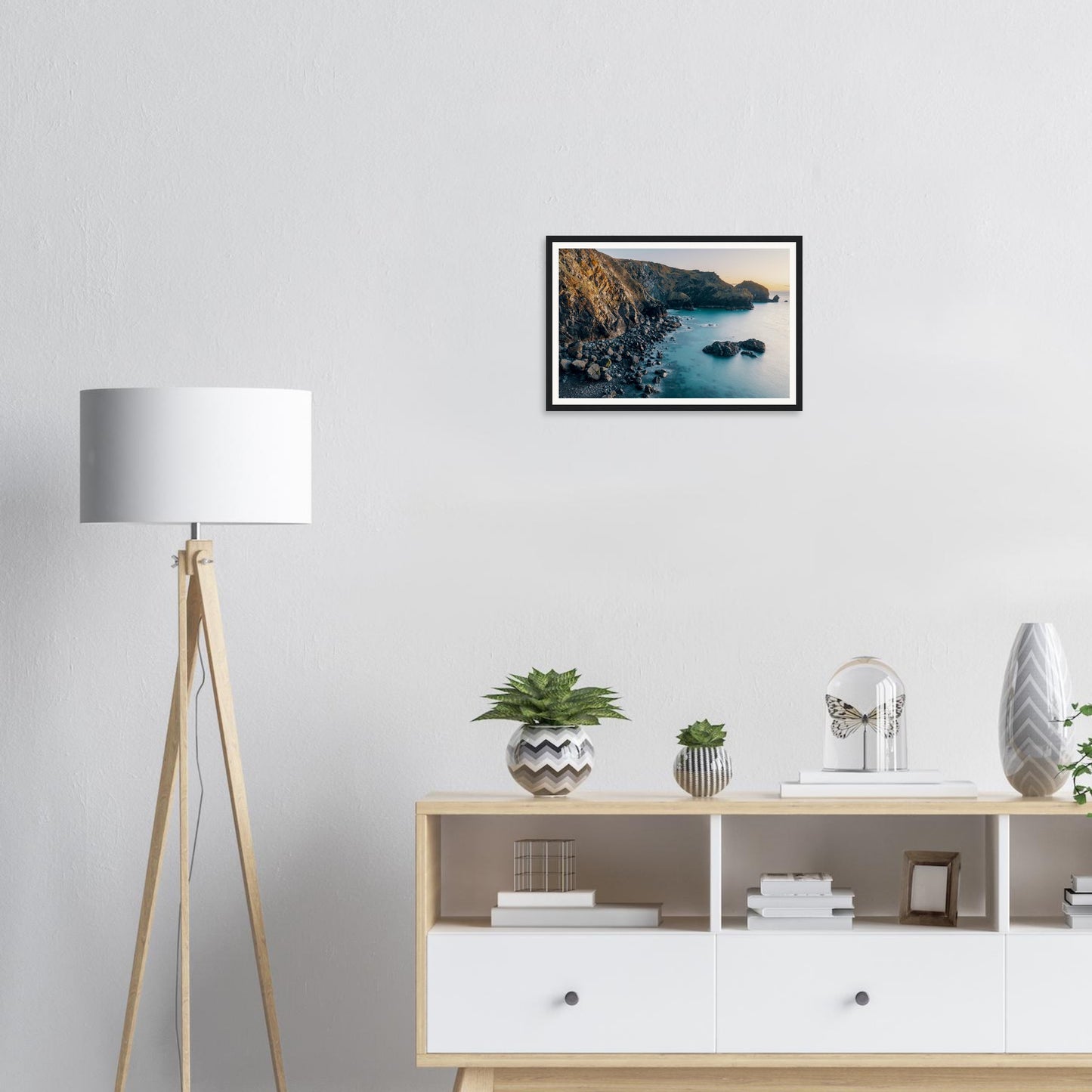 Harmony of light and shadow at Mullion Cove framed wall art