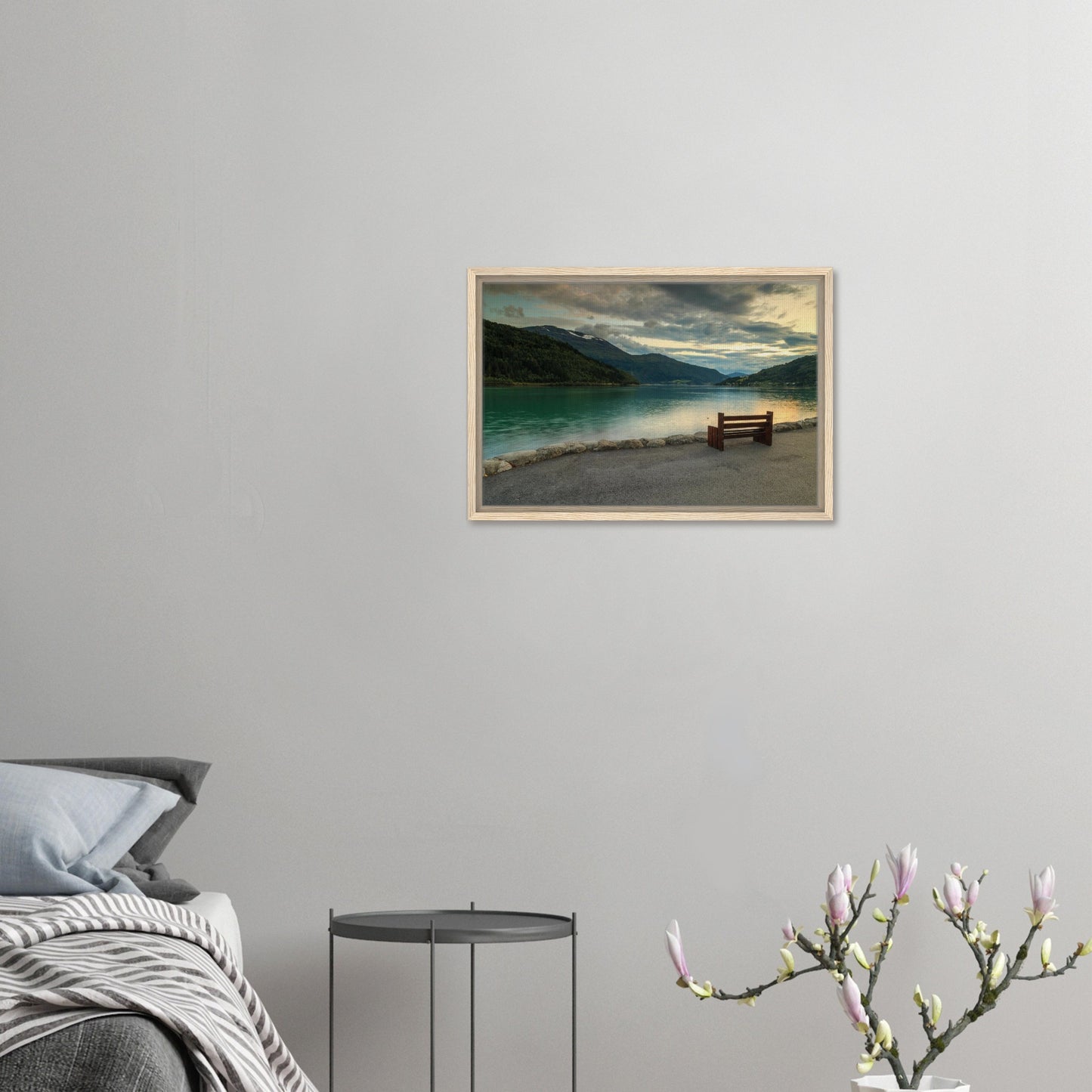 Reflective water and peaceful fjord view in Innvikfjorden print