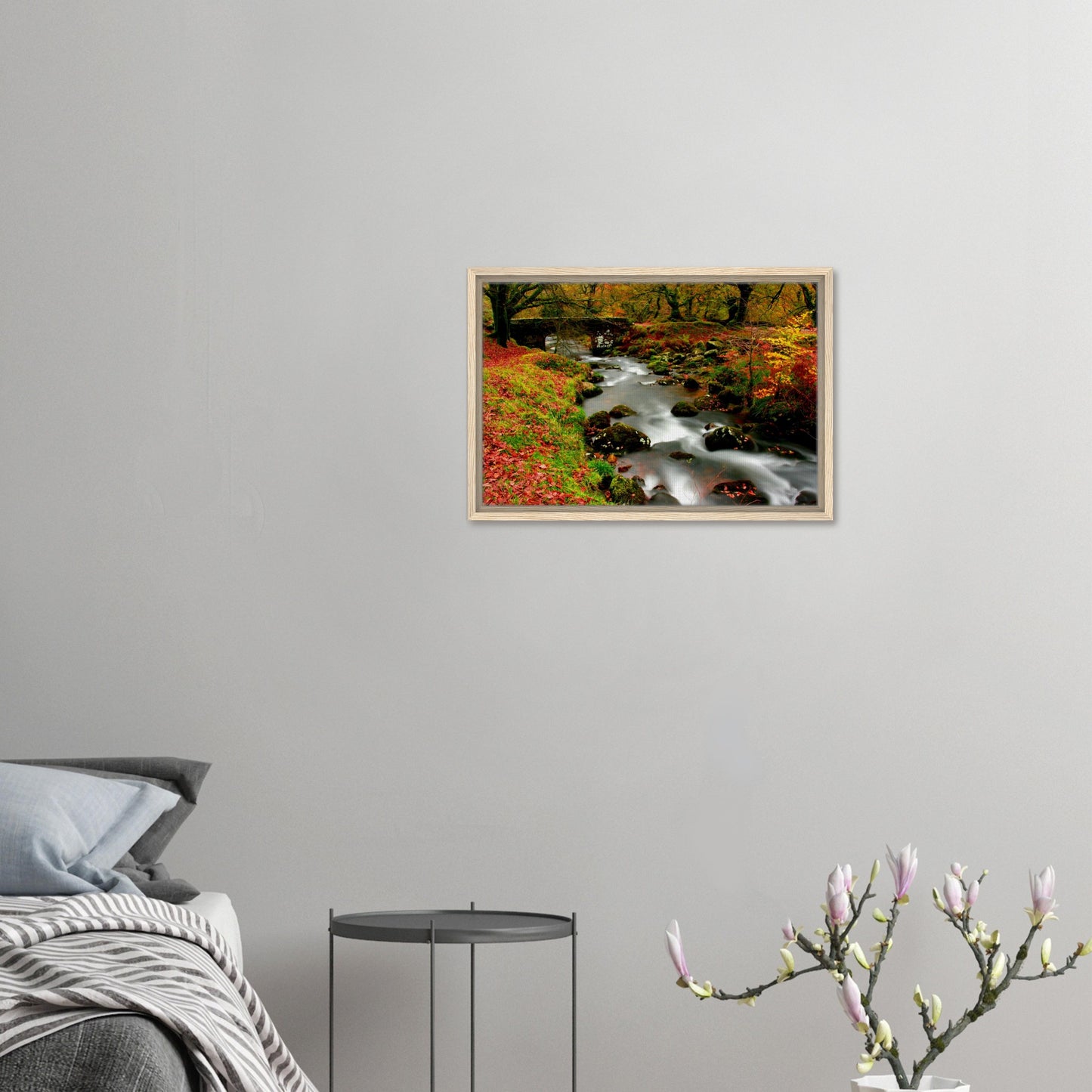 Framed canvas print of Burrator woodland in Devon during autumn