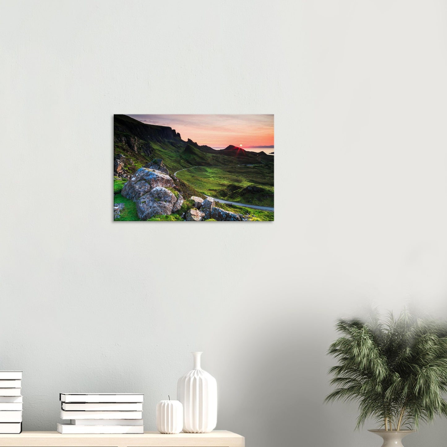 Vibrant Isle of Skye canvas featuring The Quiraing at dusk, with dramatic shadows and colorful clouds above the landscape.