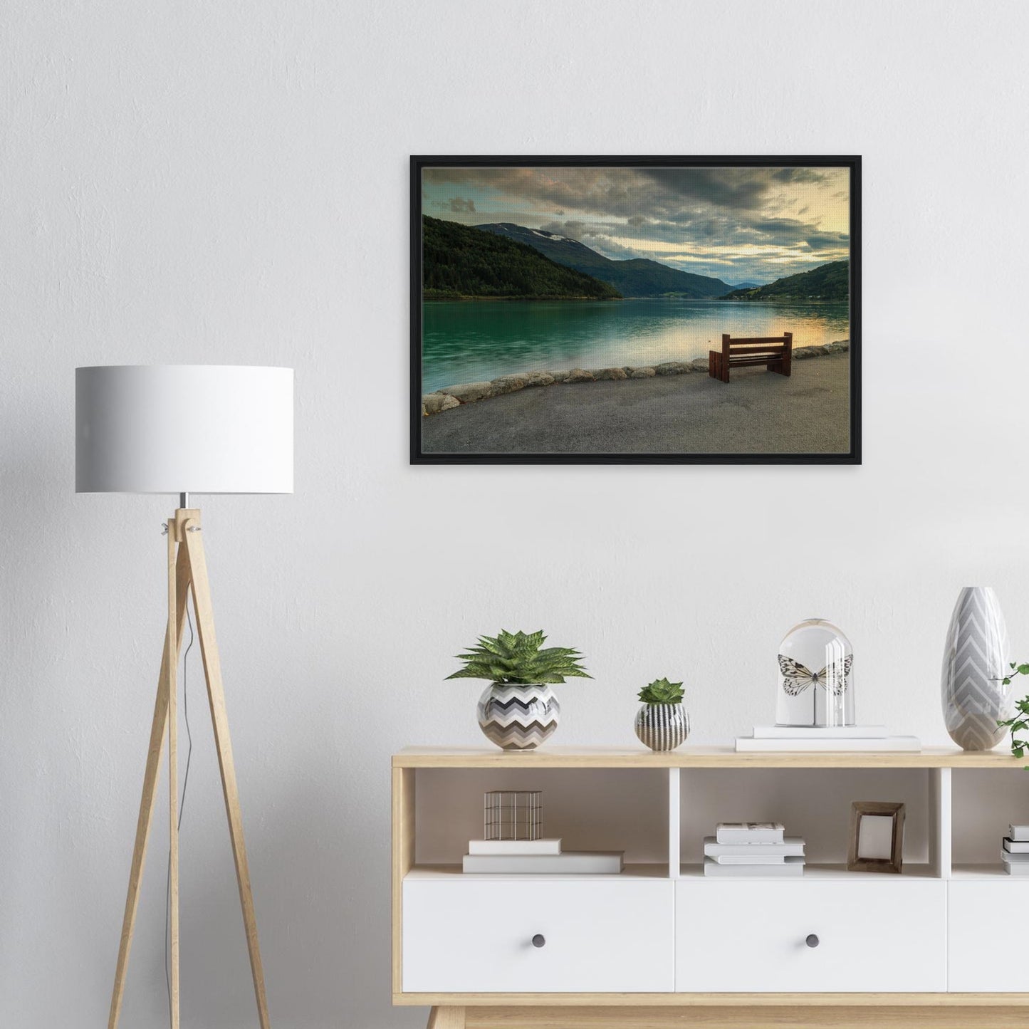 Norway’s fjord reflection at dusk in canvas wall décor