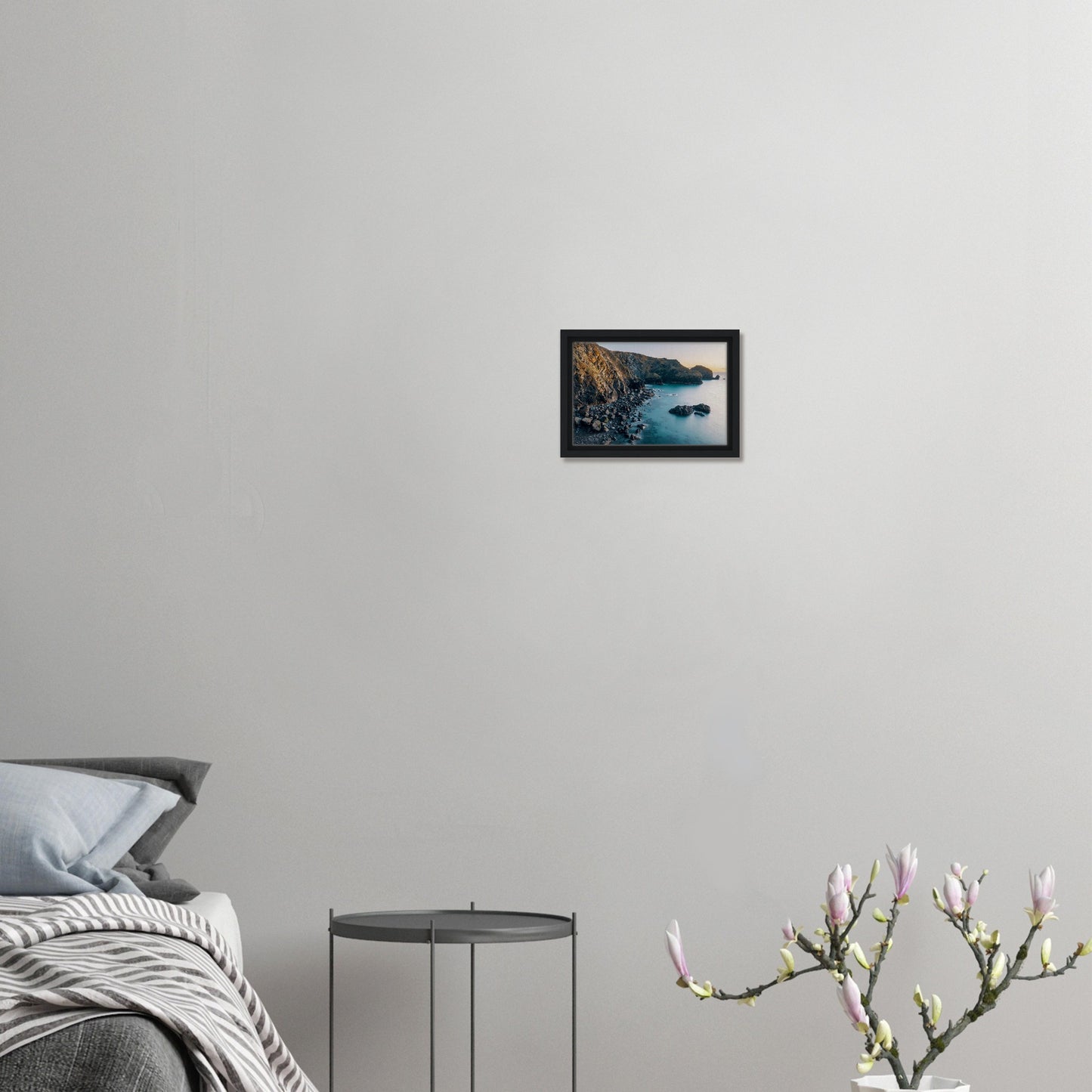 Sunset framed print of Mullion Cove shoreline