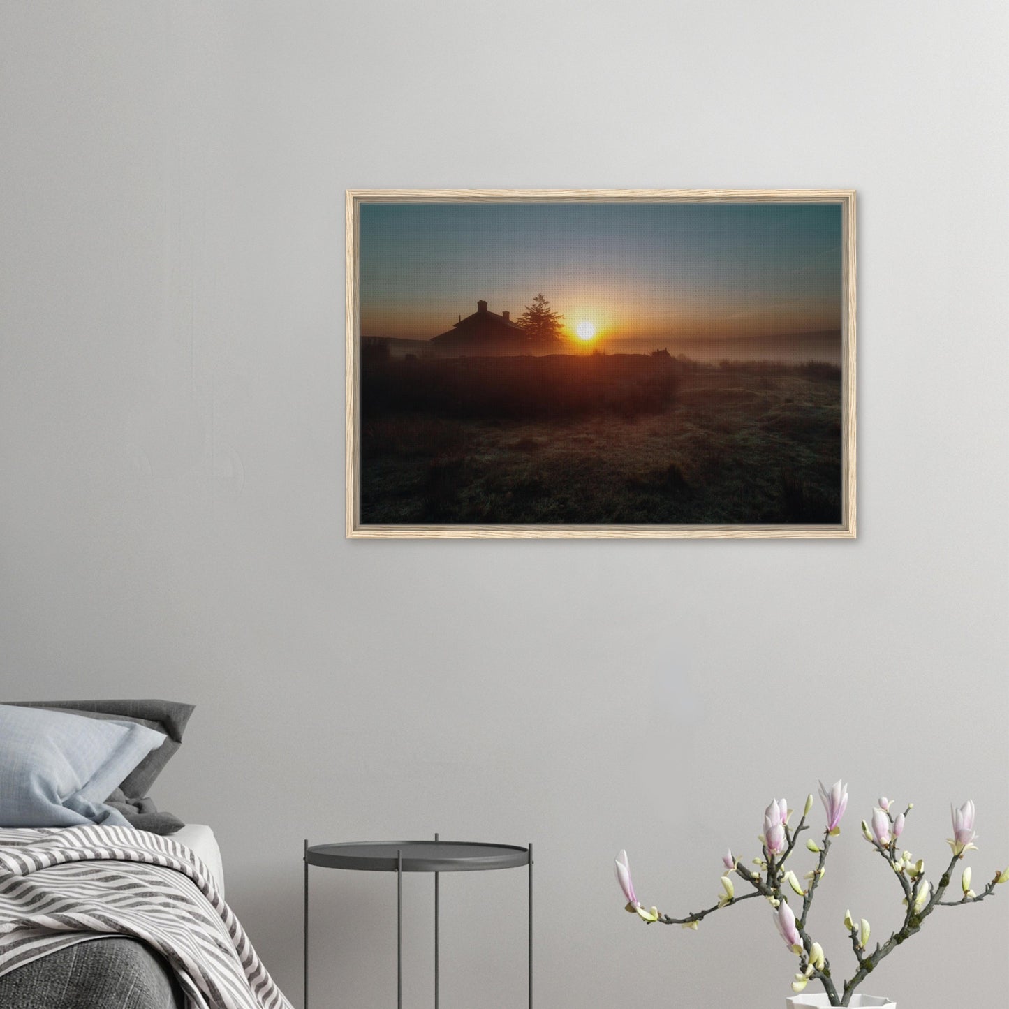 Devon countryside sunrise over Dartmoor farmhouse