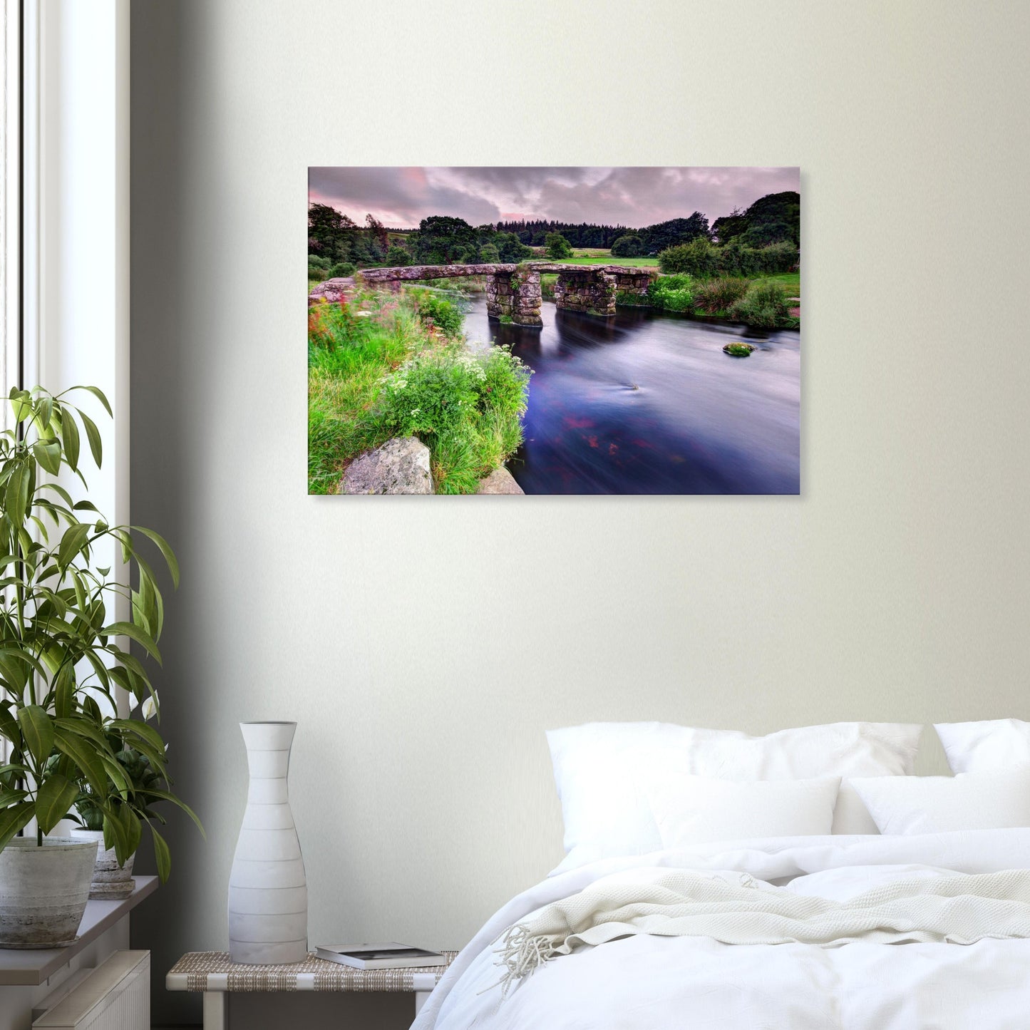 Canvas wall art of Dartmoor National Park’s clapper bridge