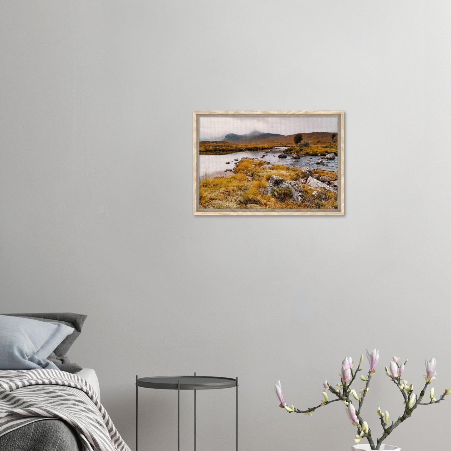 Framed print of peaceful loch in Highlands