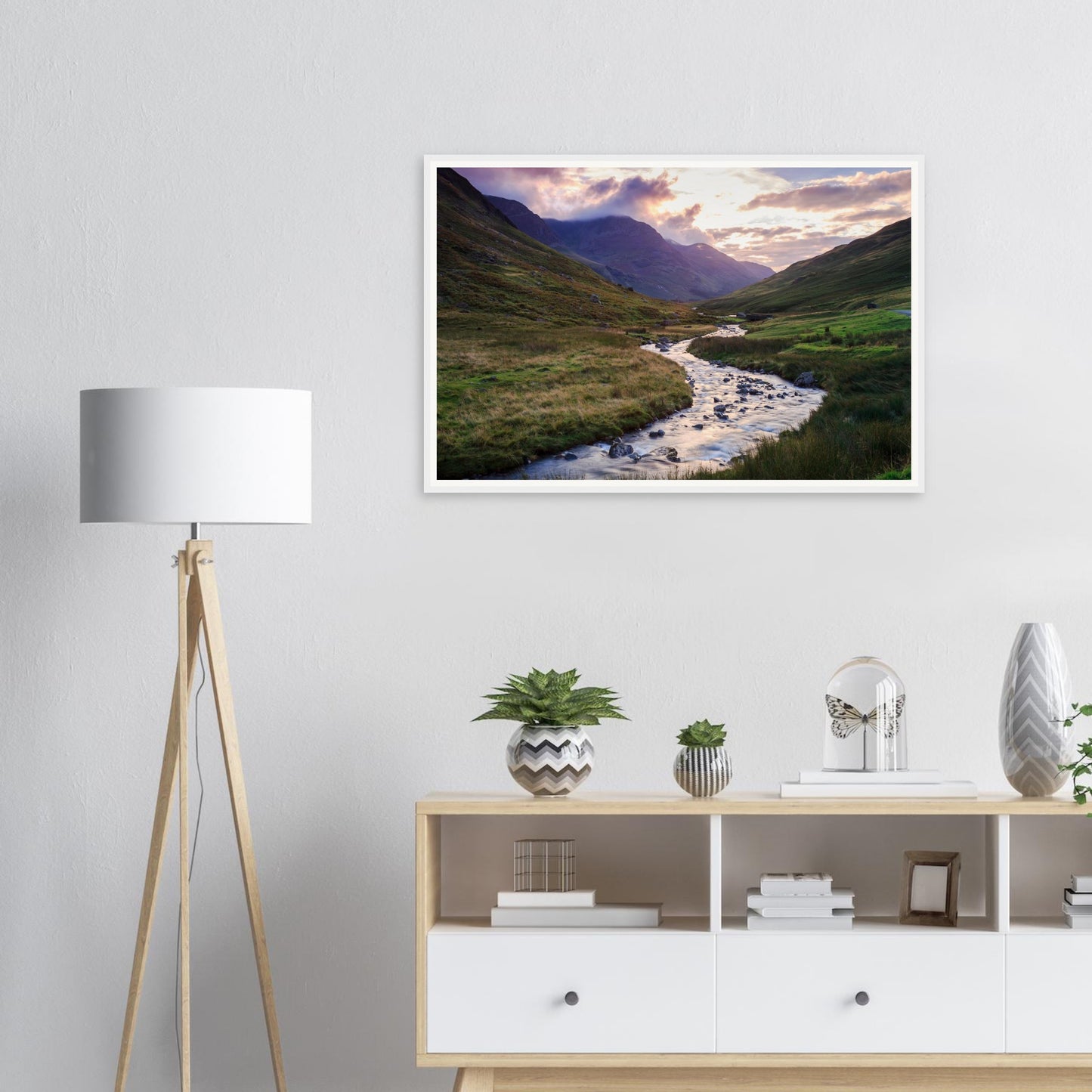 Scenic Lake District framed wall art of Honister Pass dusk