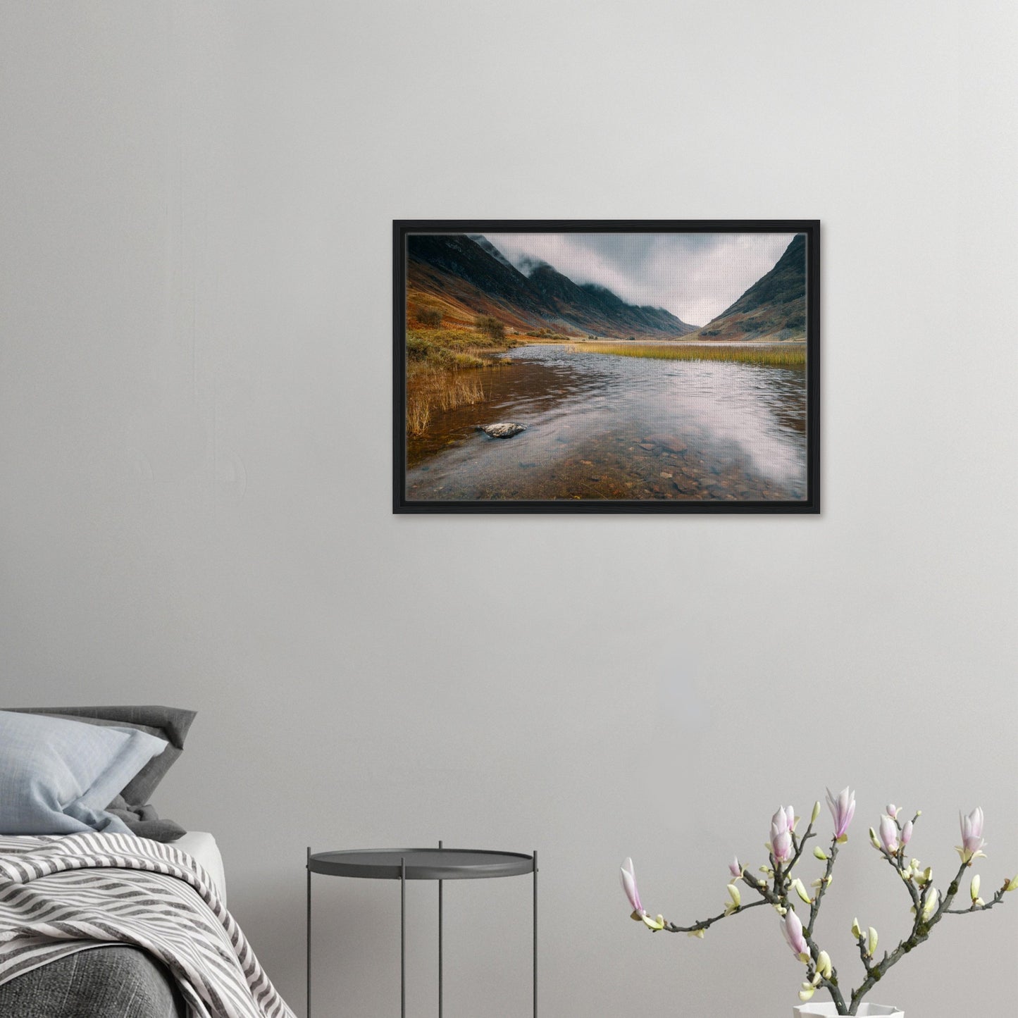 Atmospheric loch and mountain art print