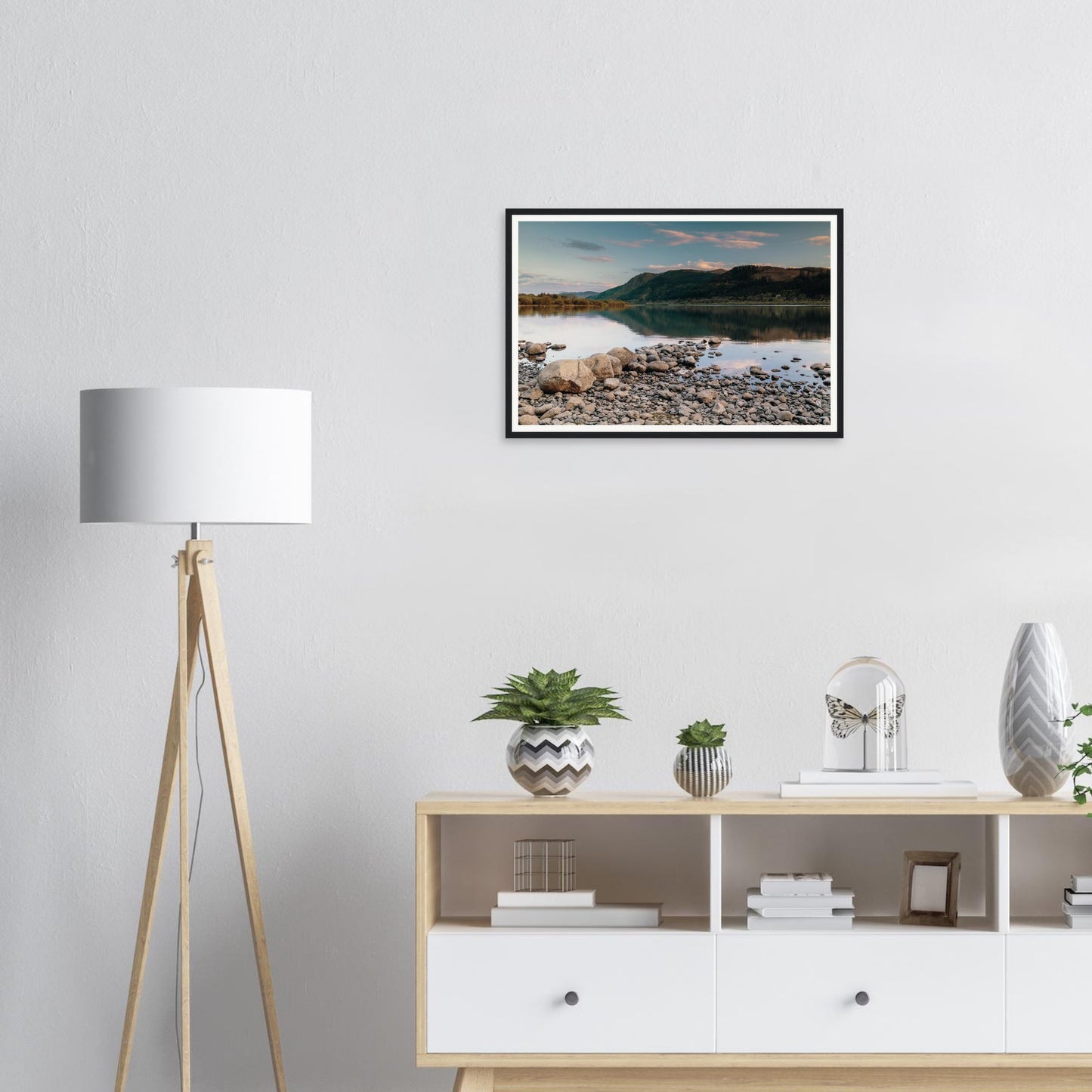 Scenic Lake District framed print of Bassenthwaite Lake shore