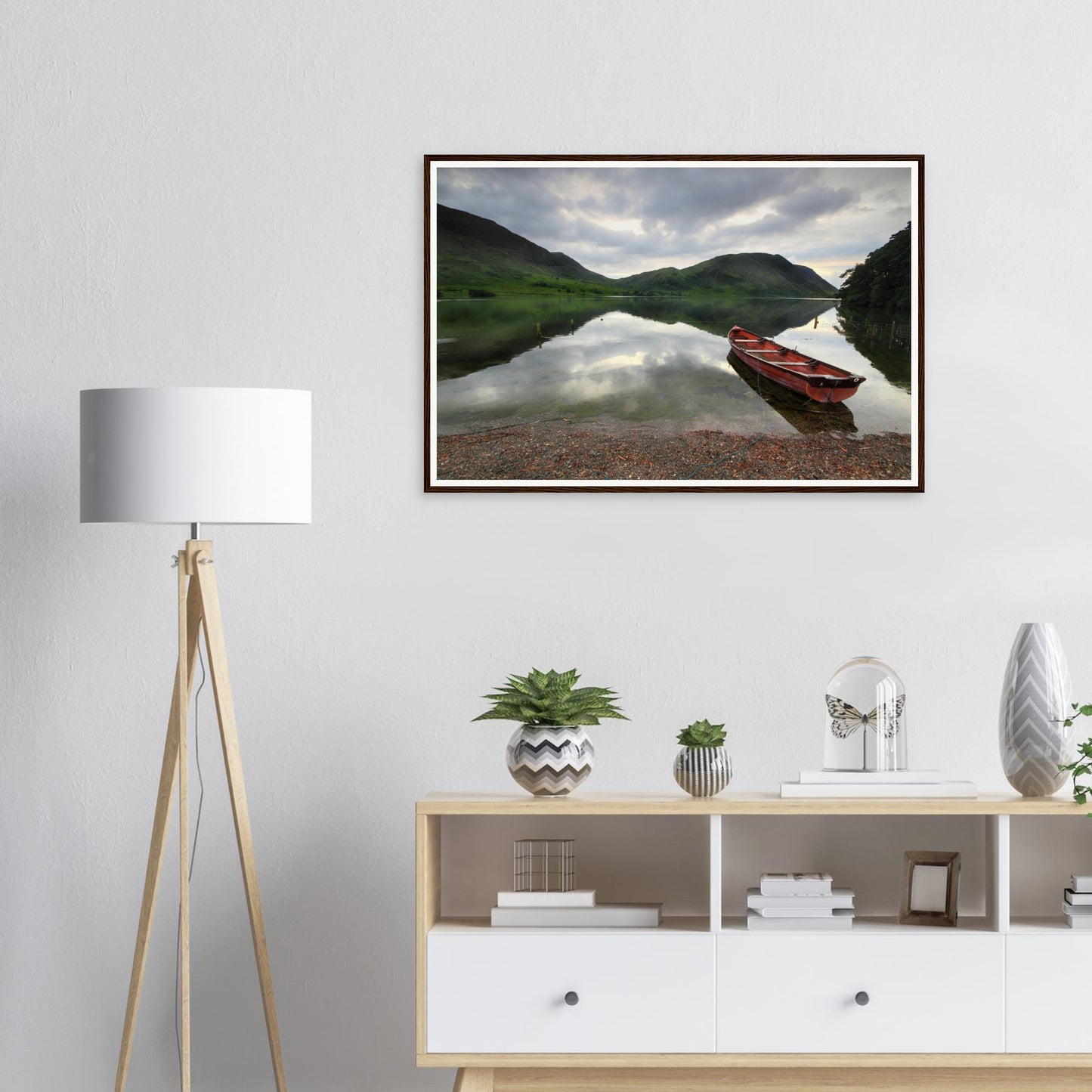 Tranquil framed print of Crummock Water in Cumbria