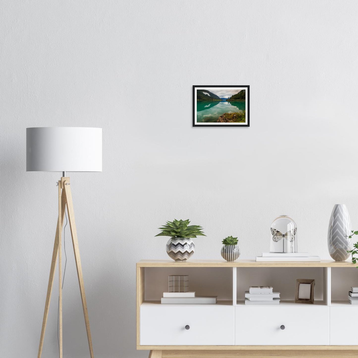 Tranquil framed wall art of Oldevatnet Lake valley in Norway