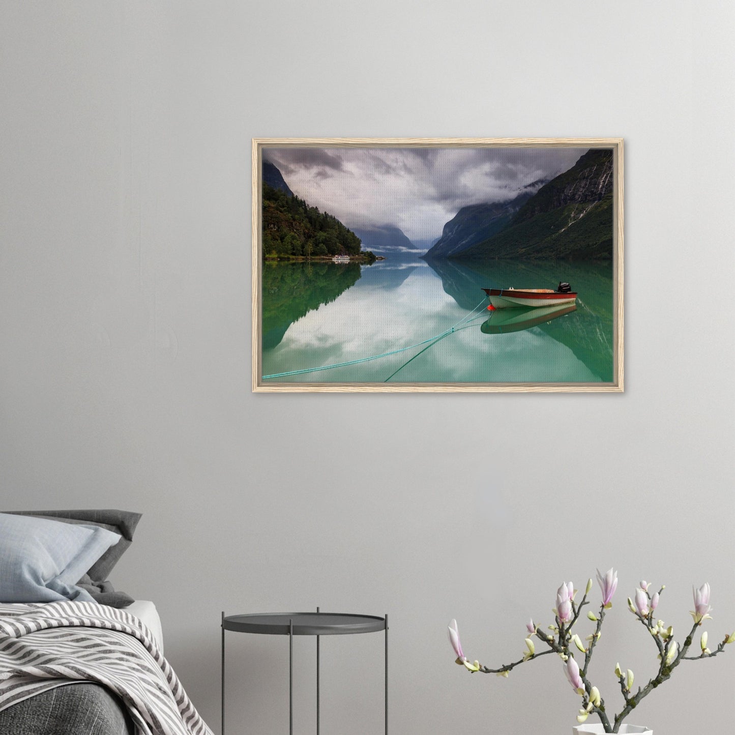 Norway landscape print featuring quiet Lovatnet Lake scene