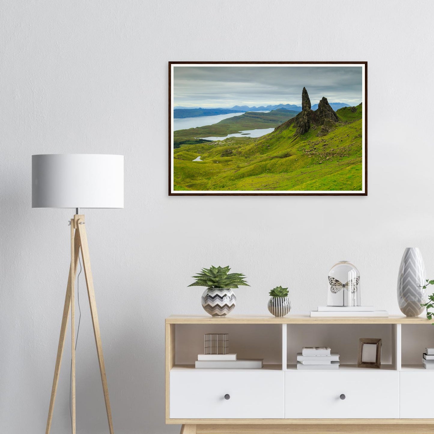 Verdant Isle of Skye framed wall art of The Old Man of Storr landscape