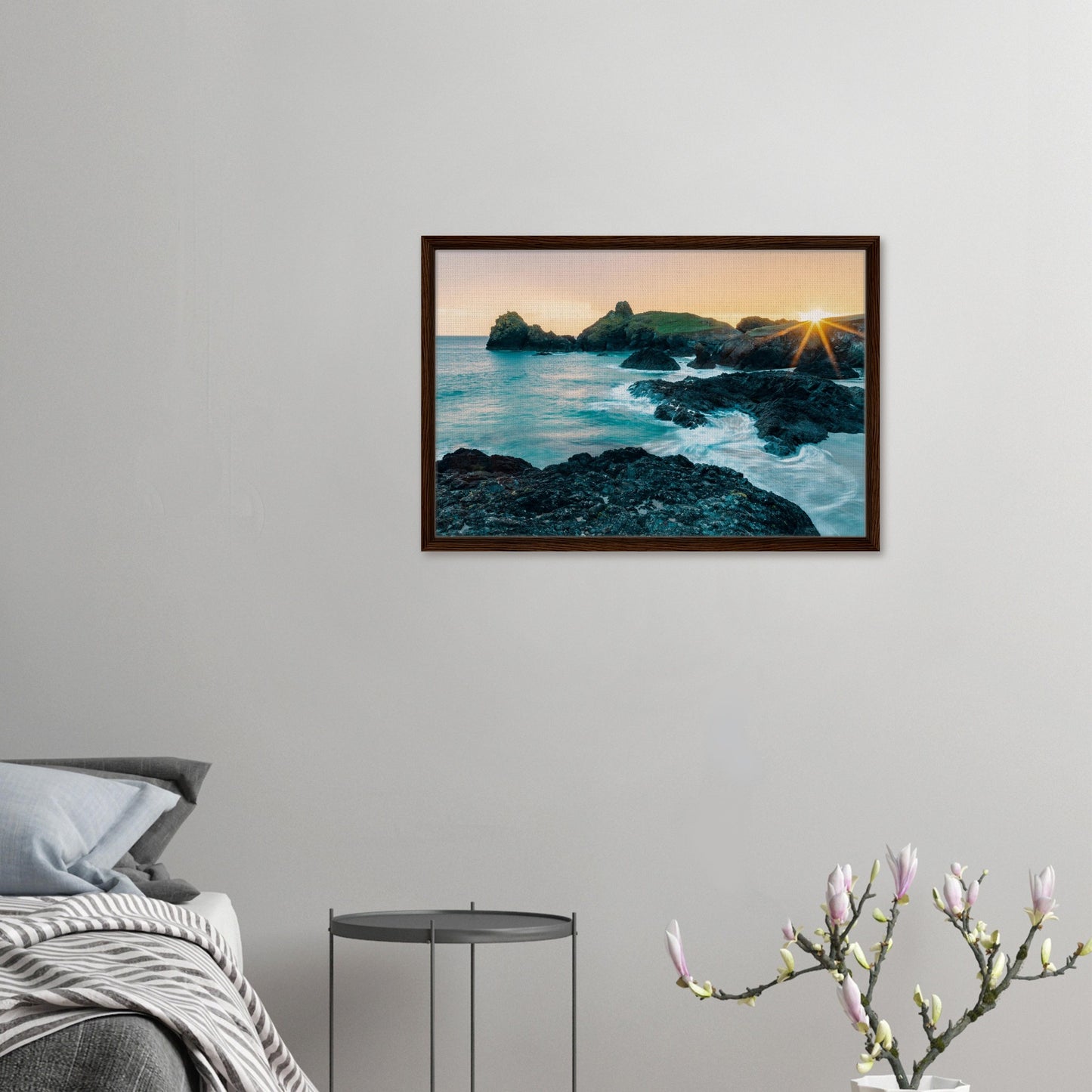 Long exposure coastal art of Cornwall sunset