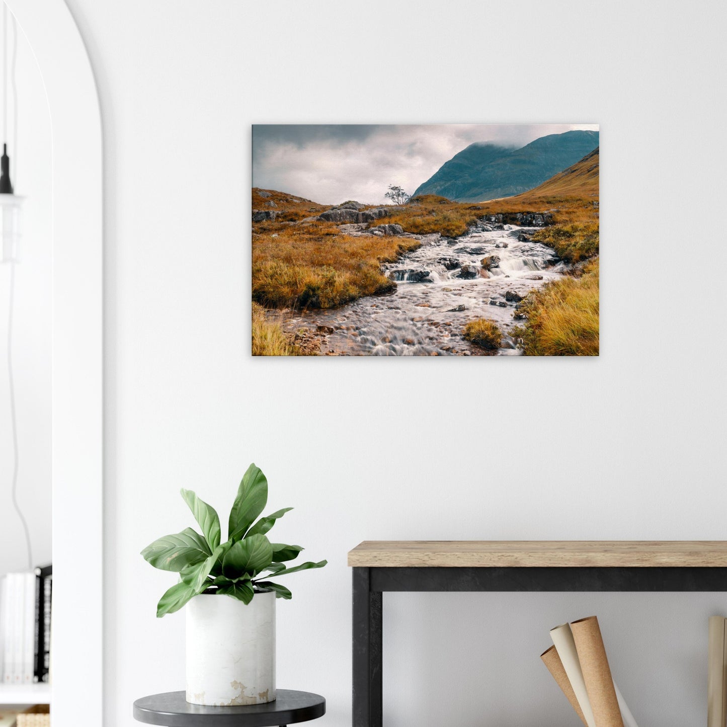 Natural energy of Glencoe stream in Scottish Highlands canvas