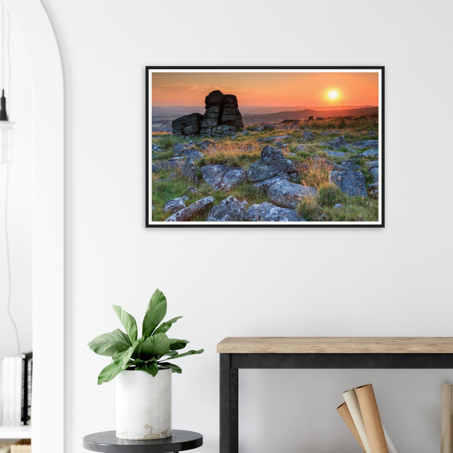 Dartmoor National Park framed print of Leeden Tor at dusk