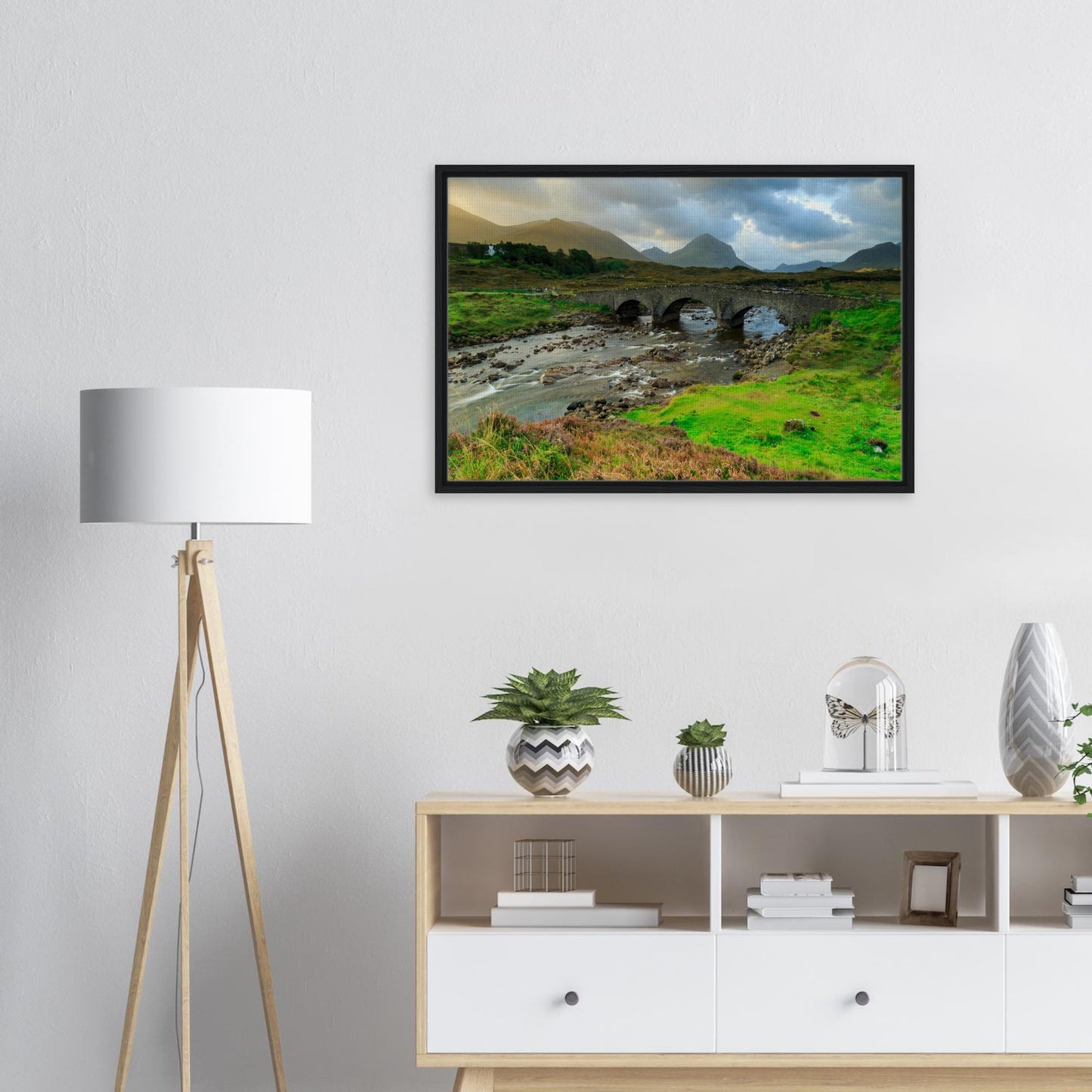 Bridge and mountain view from Sligachan in wall art canvas