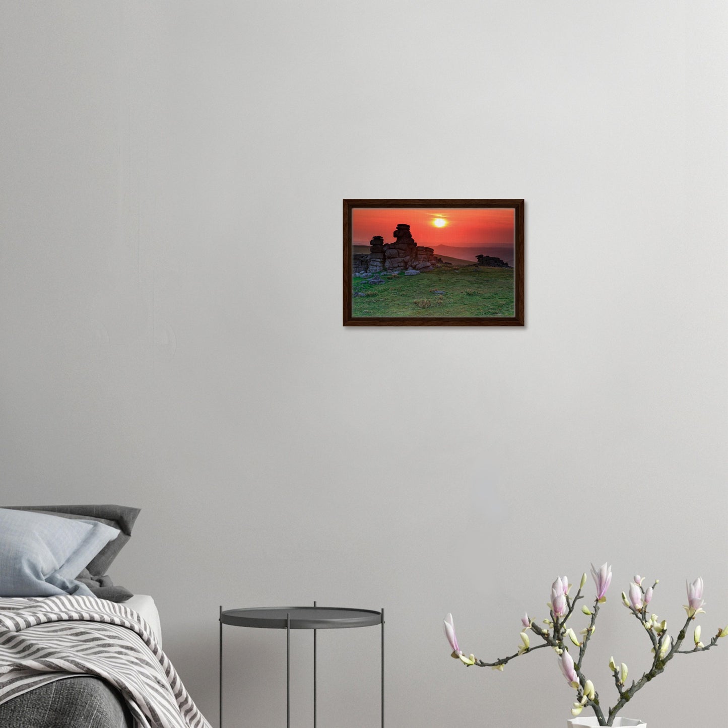 Sunset over moorland rocks in Dartmoor National Park canvas