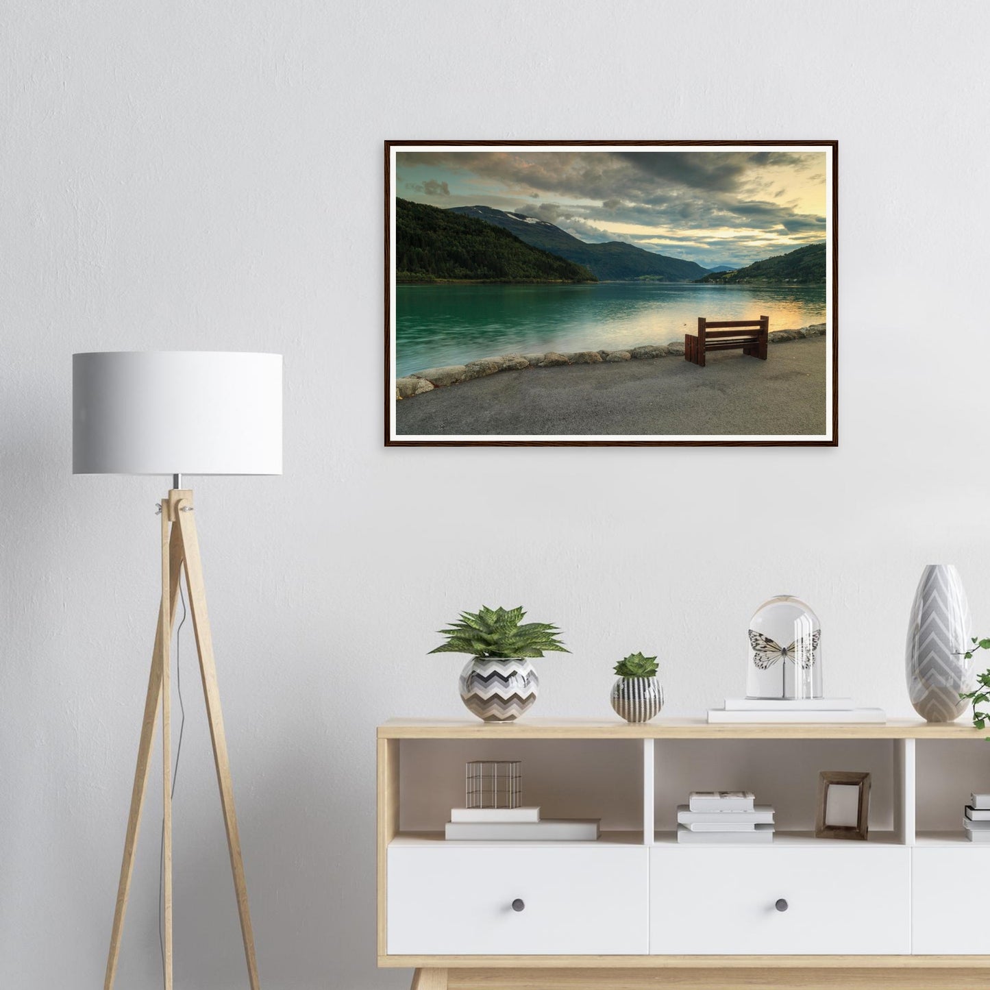 Tranquil framed landscape print of Innvikfjorden Norway