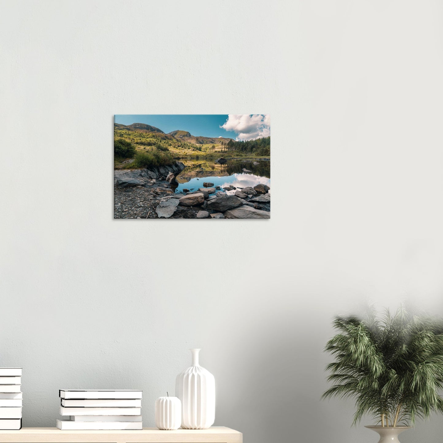 Peaceful Welsh landscape of Llyn Llywelyn on canvas